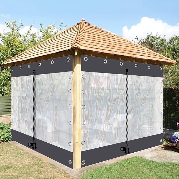 Bâche Transparente De 2,4 X 4,9 M Avec œillets, Bâche En PVC Transparent Très Résistante