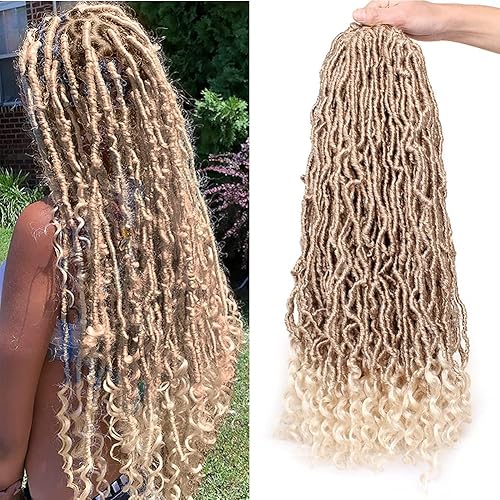 Miniatura 21 de Leeven 7 Paquetes Cabello Crochet Faux Locs con Puntas Rizadas 14 Pulgadas Pre-enrollado Goddess Locs Trenzas Crochet Cabello 84 Hebras Negro