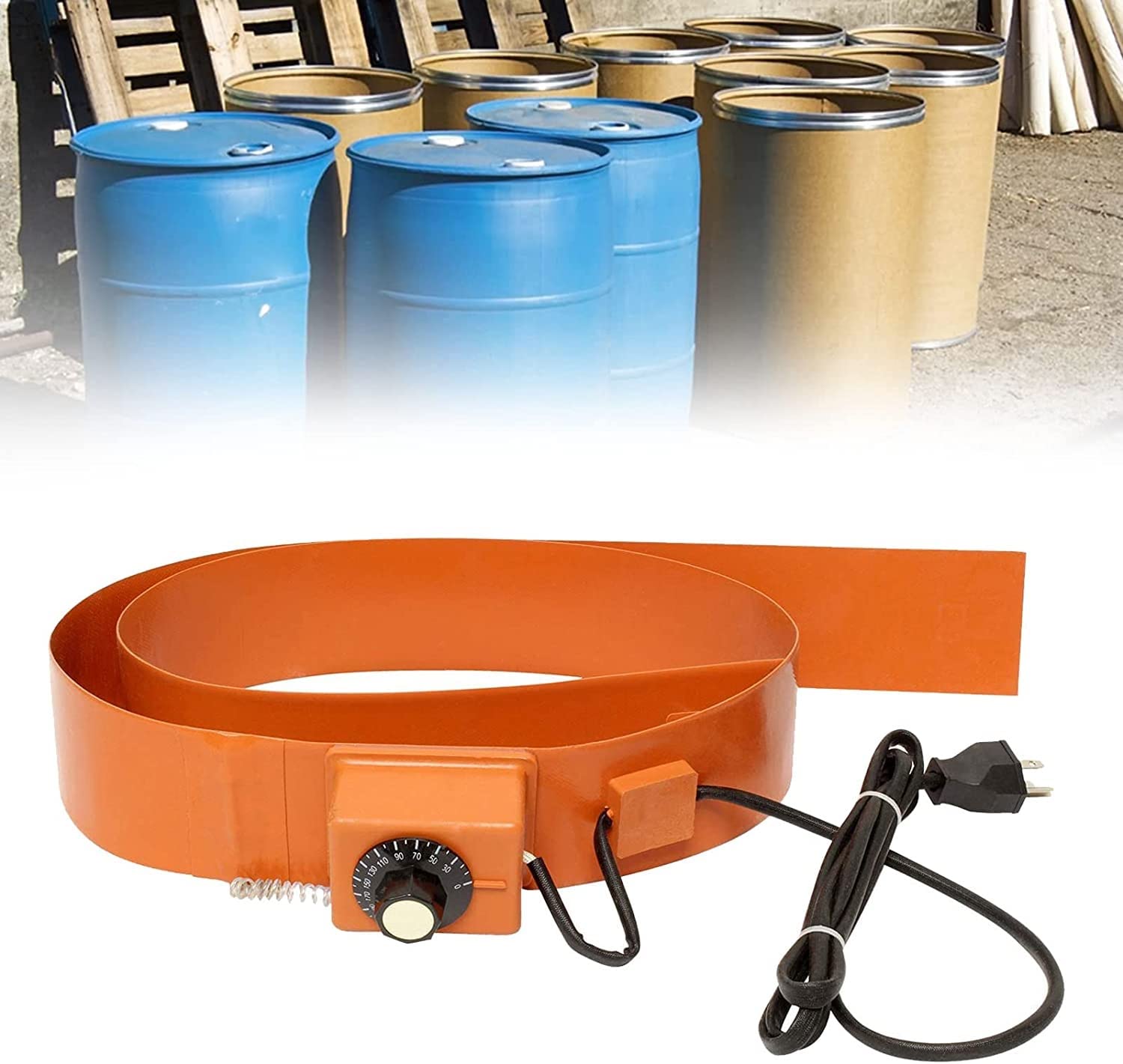 metalowy podgrzewacz bębna Metalowy podgrzewacz bębna, 30~150 ℃ Regulowana temperatura Taśma grzewcza wiadra na olej, Wytrzymały podgrzewacz wiadra Podgrzewacz kubła do beczek z olejem i zbiornikó