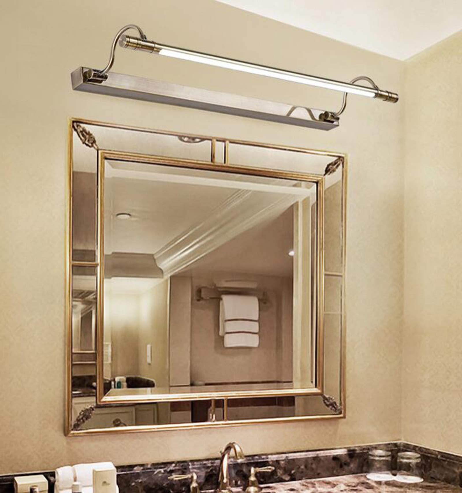 Applique miroir en bronze rétro 66cm | Éclairage salle de bain chic