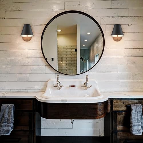 Miniatura 20 de DIRYZON Luces de tocador modernas para espejo, lámparas industriales de tocador de baño de 3 luces, aplique de pared de latón para fregadero