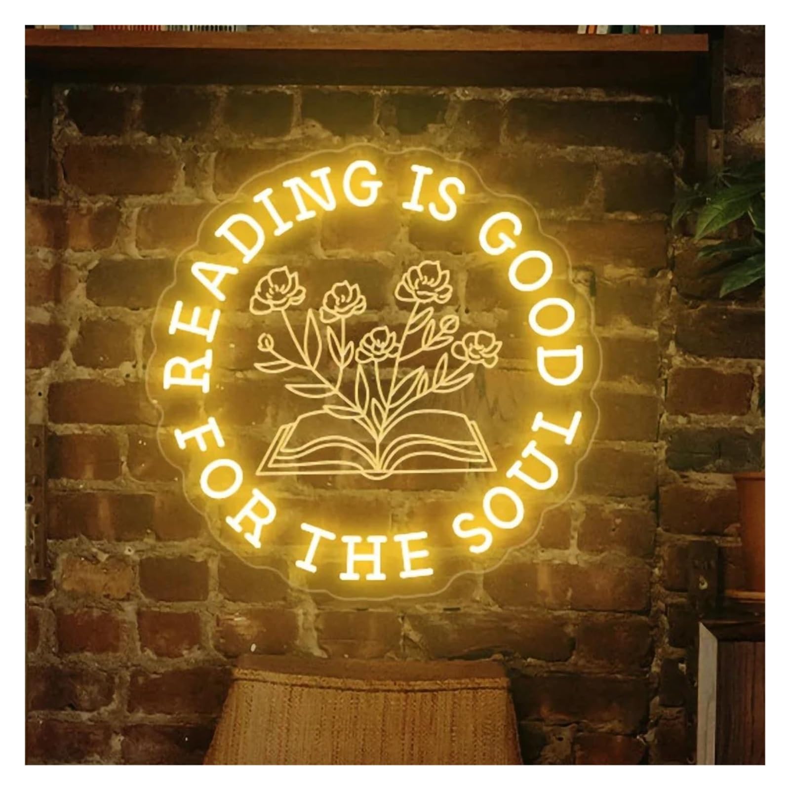 SHOUXI Sign Lamp Reading is Good for The Soul Neon Sign Bedroom Home Library Wall Decor Reading Corner 50cm(C)