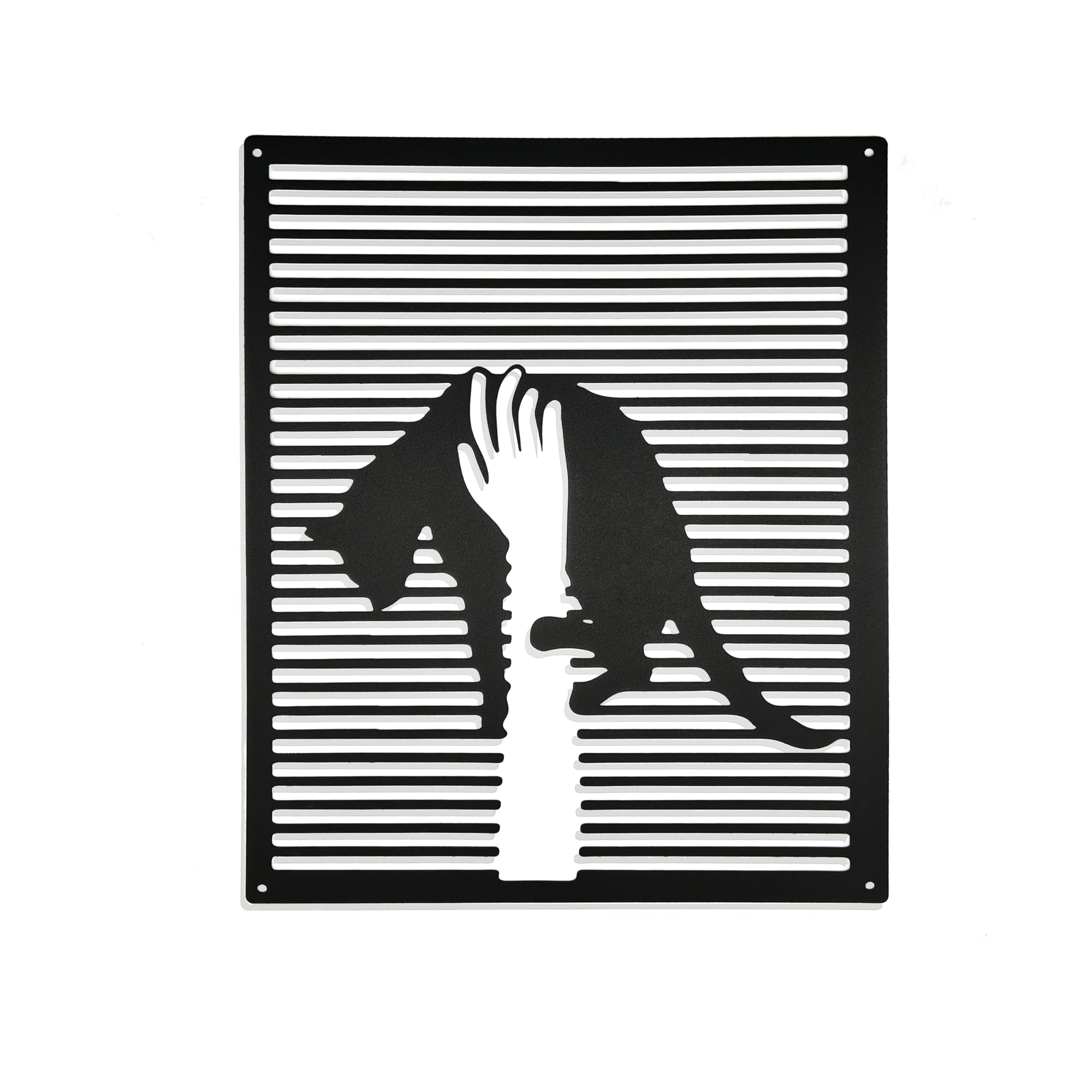 Black Metal Cat Wall Art, Modern Minimalist Stripe Silhouette Decor for Living Room Bedroom, 16"x12" Rustproof Lightweight Metal Wall Sculpture for Cat Lovers, Home Office Outdoor Fence Decoration