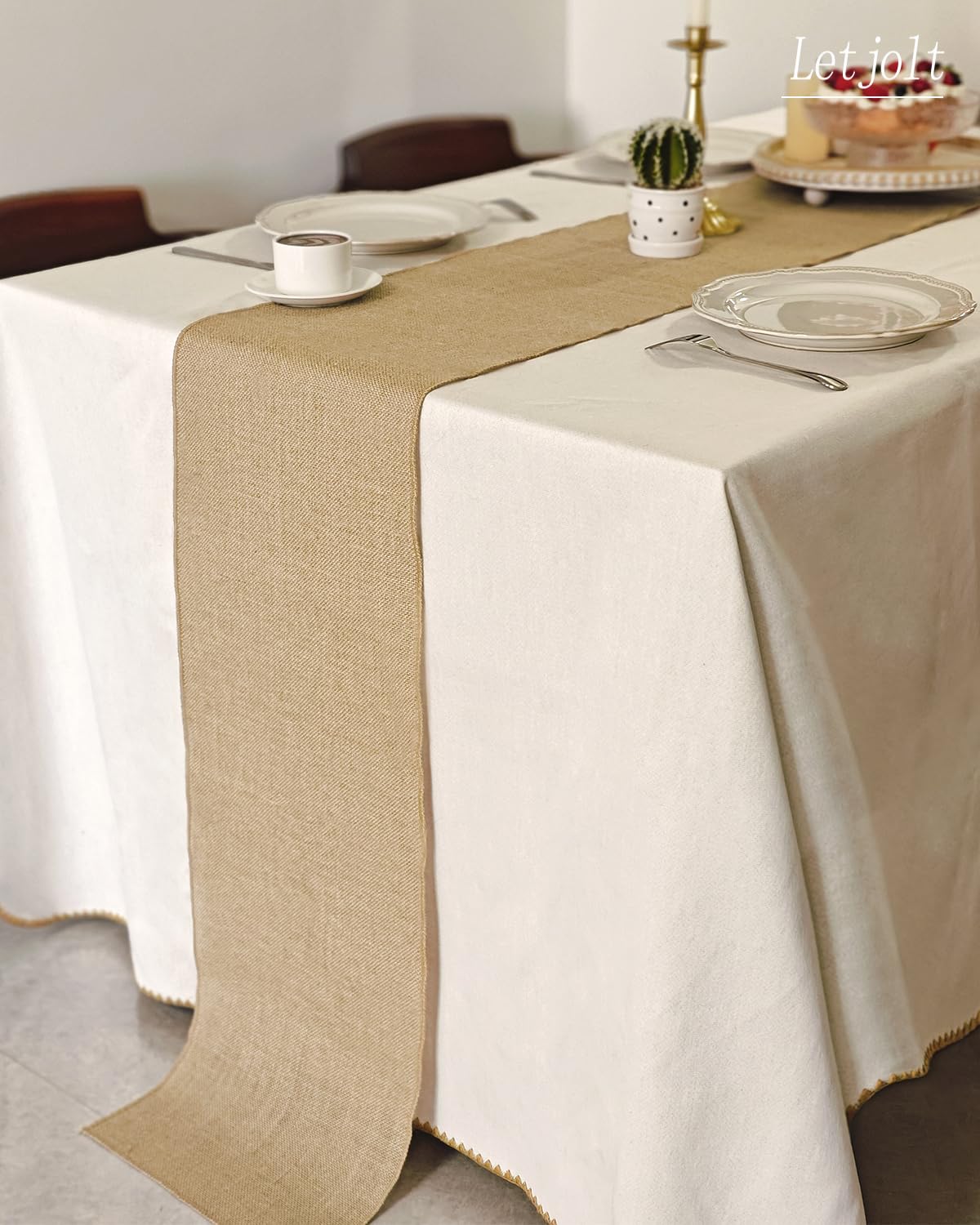 Letjolt Burlap Table Runner - 72" Long Natural Jute Runner With Light Color Edge For Rustic Decor 11 thumbnail image