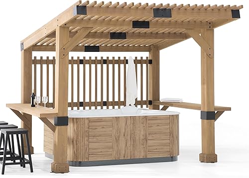 Miniatura 1 de Sunjoy SummerCove - Gazebo de madera para parrilla de 10 x 11 pies, marco de cedro para exteriores, kiosco para barbacoa, patio trasero, bañera de