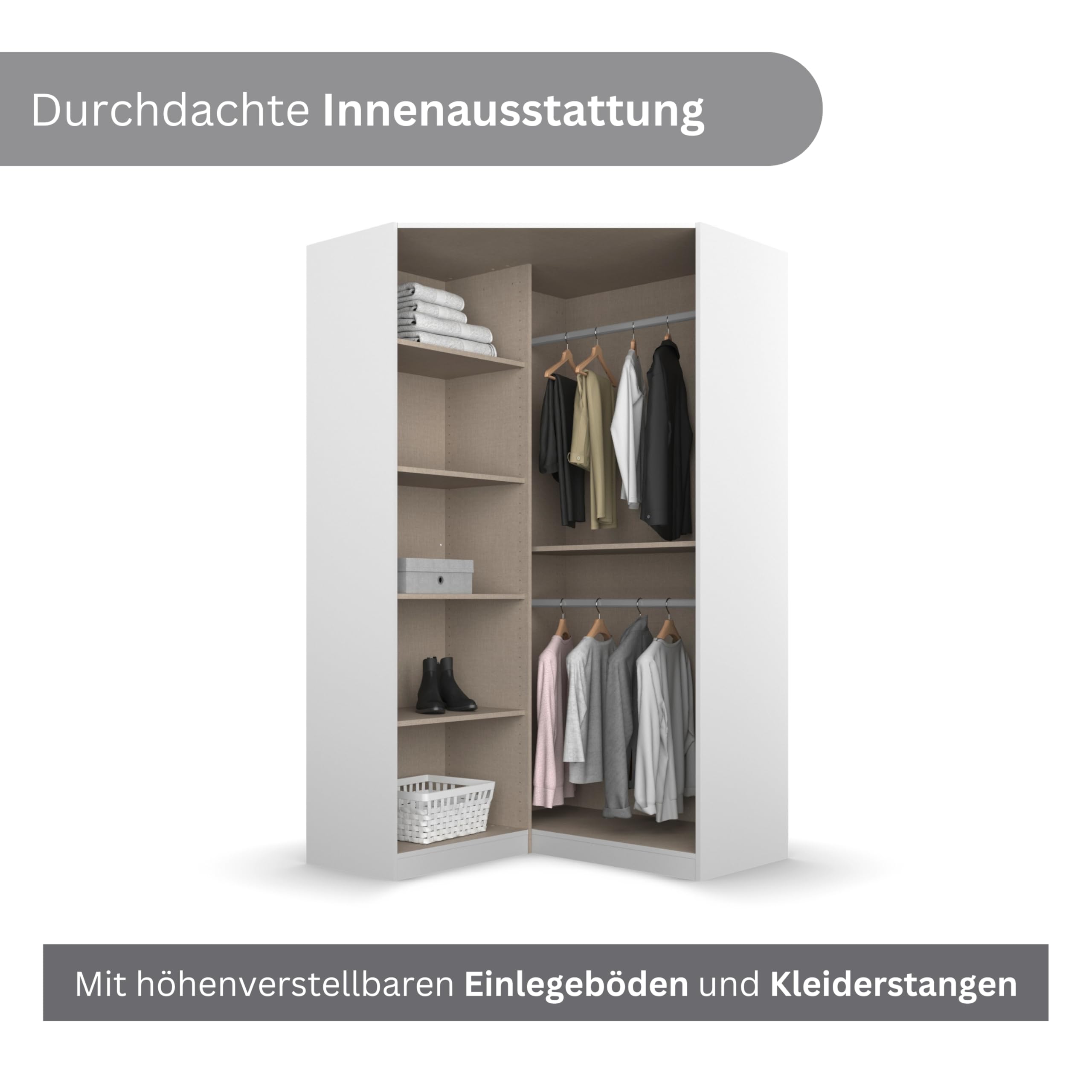Rauch Möbel ALVARA, Eckschrank, Farbe Weiß, Breite 117 cm