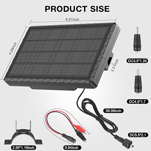 Miniatura 2 de Panel solar para comedero de ciervos, panel solar de 12 V 1.98 W, impermeable IP65, cargador de batería de 12 voltios con soporte de montaje y clip