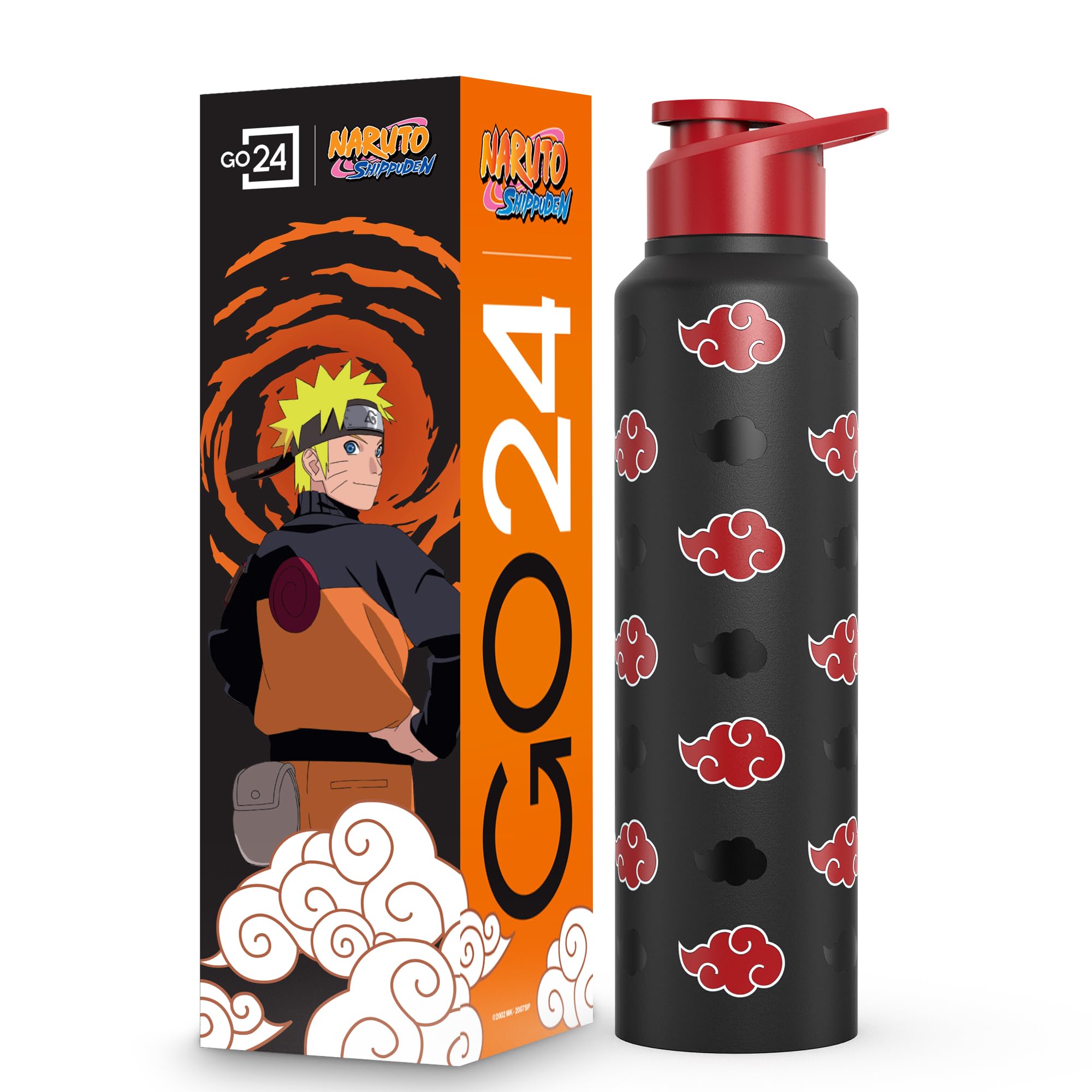 Water Bottle 950ml Stainless Steel Sports/Fridge Bottle with Sipper Cap | 1-Year Warranty | Single Wall| For Home, Office, Gym, Travelling | Lightweight | Naruto Ninja | Black - Akatsuki Cloud-image-30