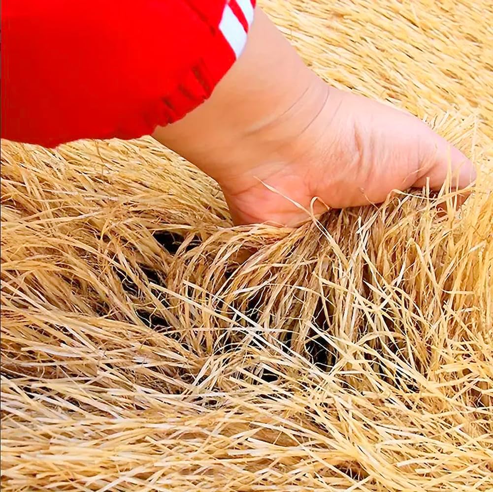 emmevi Paglia Sintetica su Rotolo Telo Pacciamatura 1x10 Mt Erba Finta Copri Tetto Tettoia Gazebo Bar