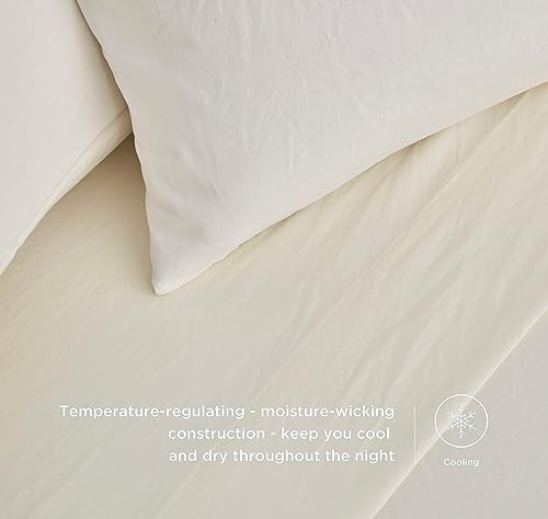 Vista 11 de Chezmoi Collection Juego de sábanas tamaño King lavado a piedra, 4 piezas extrasuaves, transpirables, resistentes a las arrugas y a la decoloración