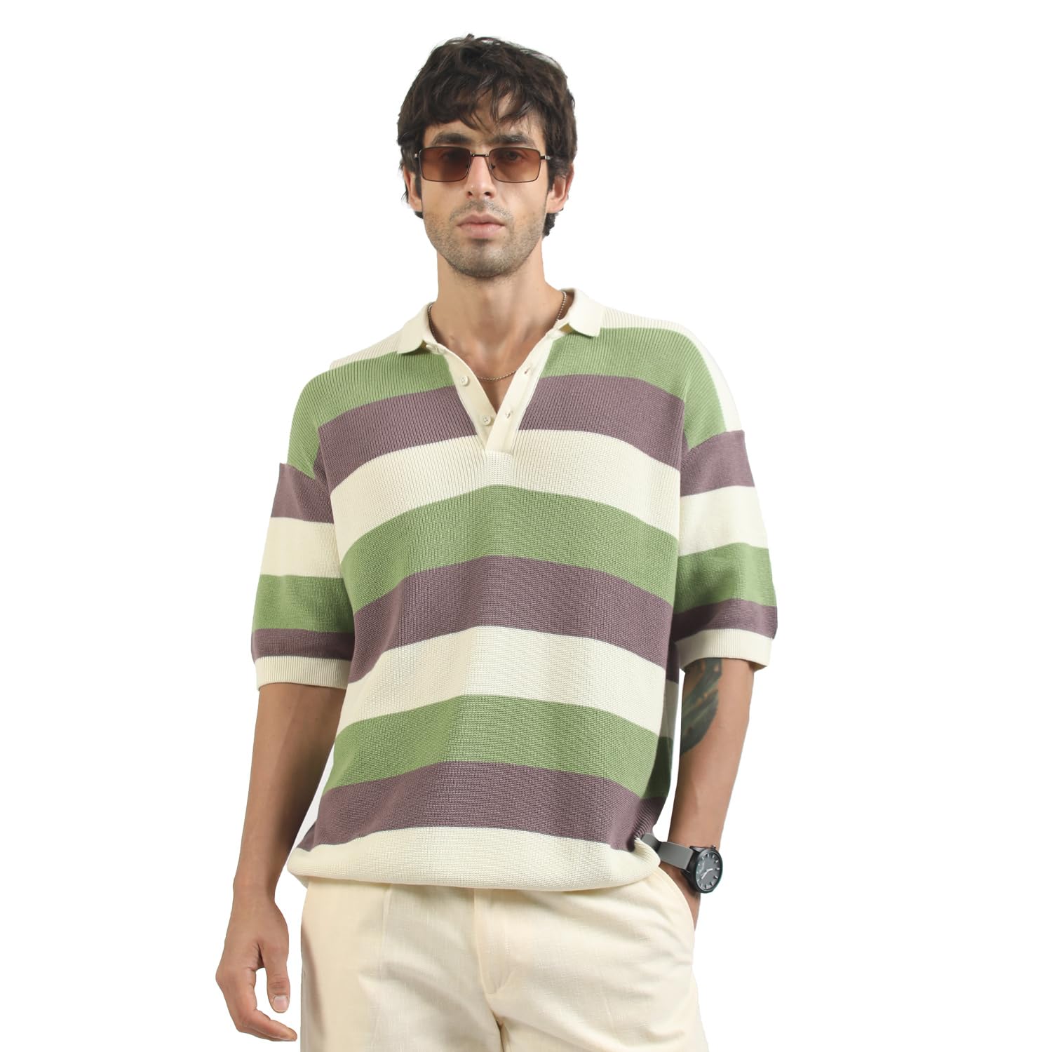 maniac || Mens || Stripes || Polo Neck || Half Sleeve || Cotton || Polo T-Shirt-picture-14