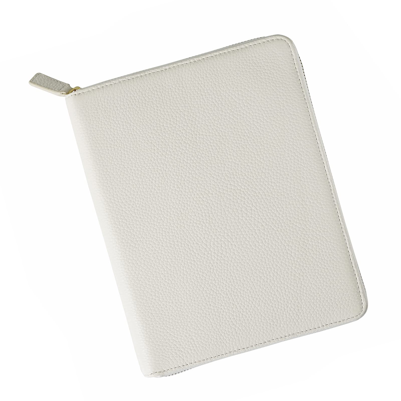 MotermZippered Leather Cover for A6-Notebooks - Fits Hobonichi Original, Stalogy and Midori MD Planners (Pebbled-Cream)