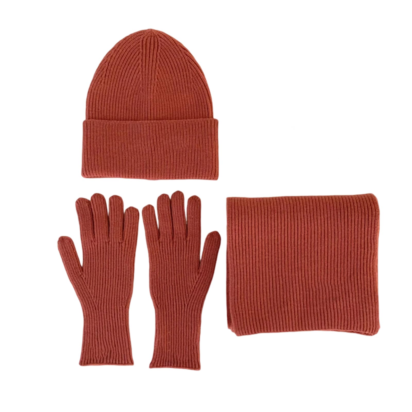 MICFENY Winter Warm Knit Hat Scarf And Gloves Set Acrylic Fibre Unisex Cold Weather Neckwear Handwear Set For Outdoor Activity