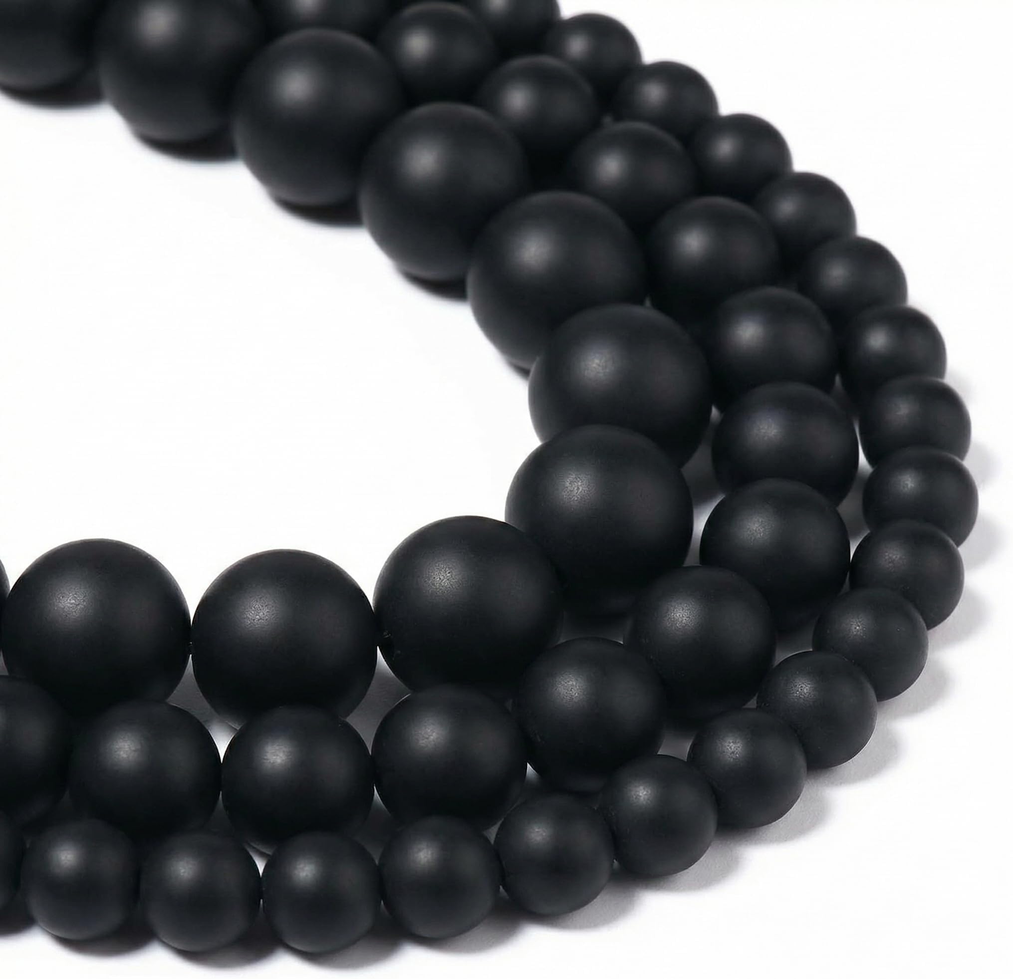 Yochus 45pcs Black Matte Onyx Agates Beads，8mm Healing Power Natural Stone Round Loose Beads for Jewelry Making Earring Necklace DIY Crafts