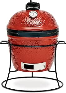 Kamado Joe KJ13RH Joe Jr. 13.5 inch Portable Charcoal Grill with Cast Iron Cart and Heat Deflectors, Blaze Red