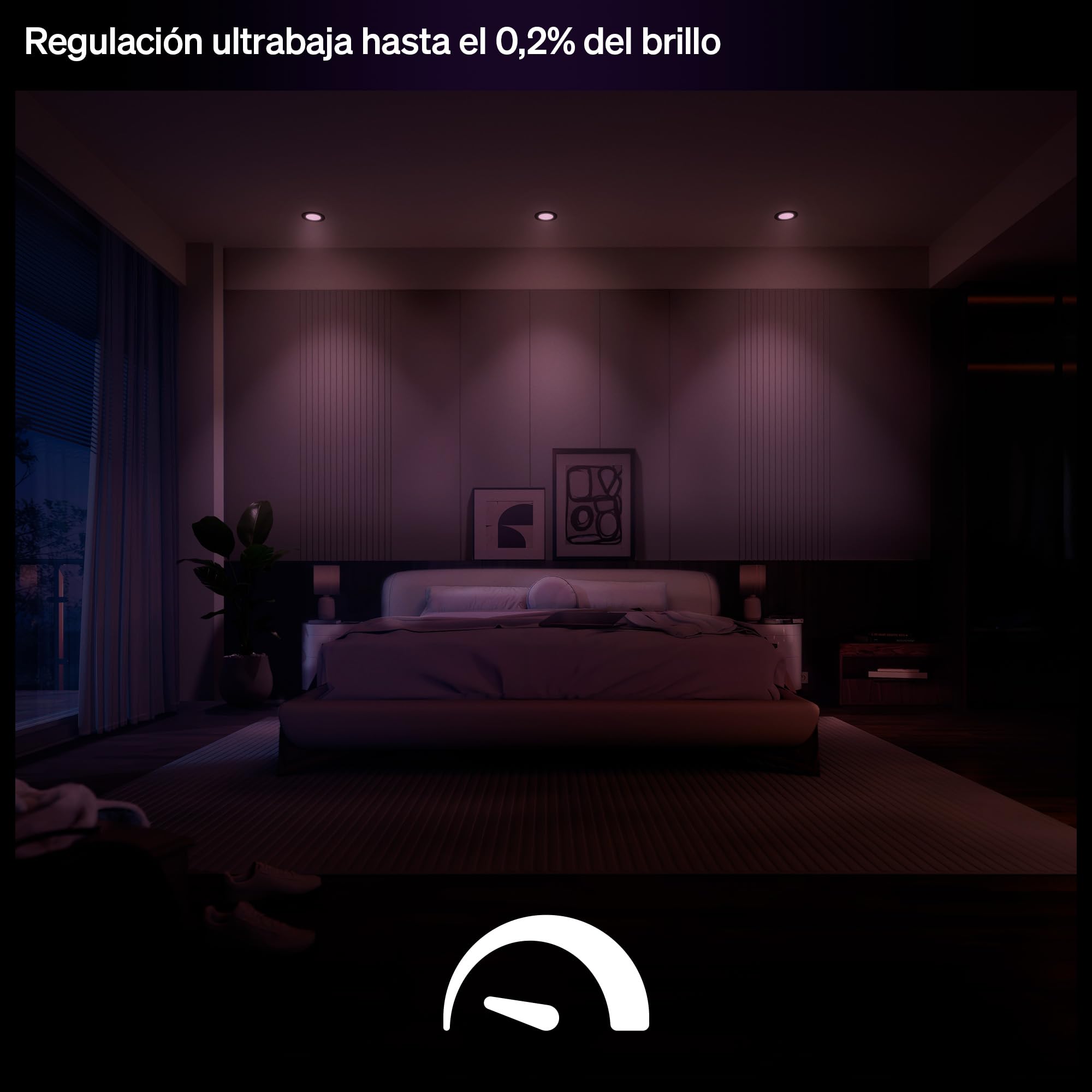 Philips Hue Slim Downlight, Plafón LED Empotrable, 1000 lm, 90 mm, Diseño Delgado, Espectro Luz de Día 1000K-20000 K, Regulación Ultrabaja, Color Preciso, Iluminación Inteligente, Negro, Pack de 1