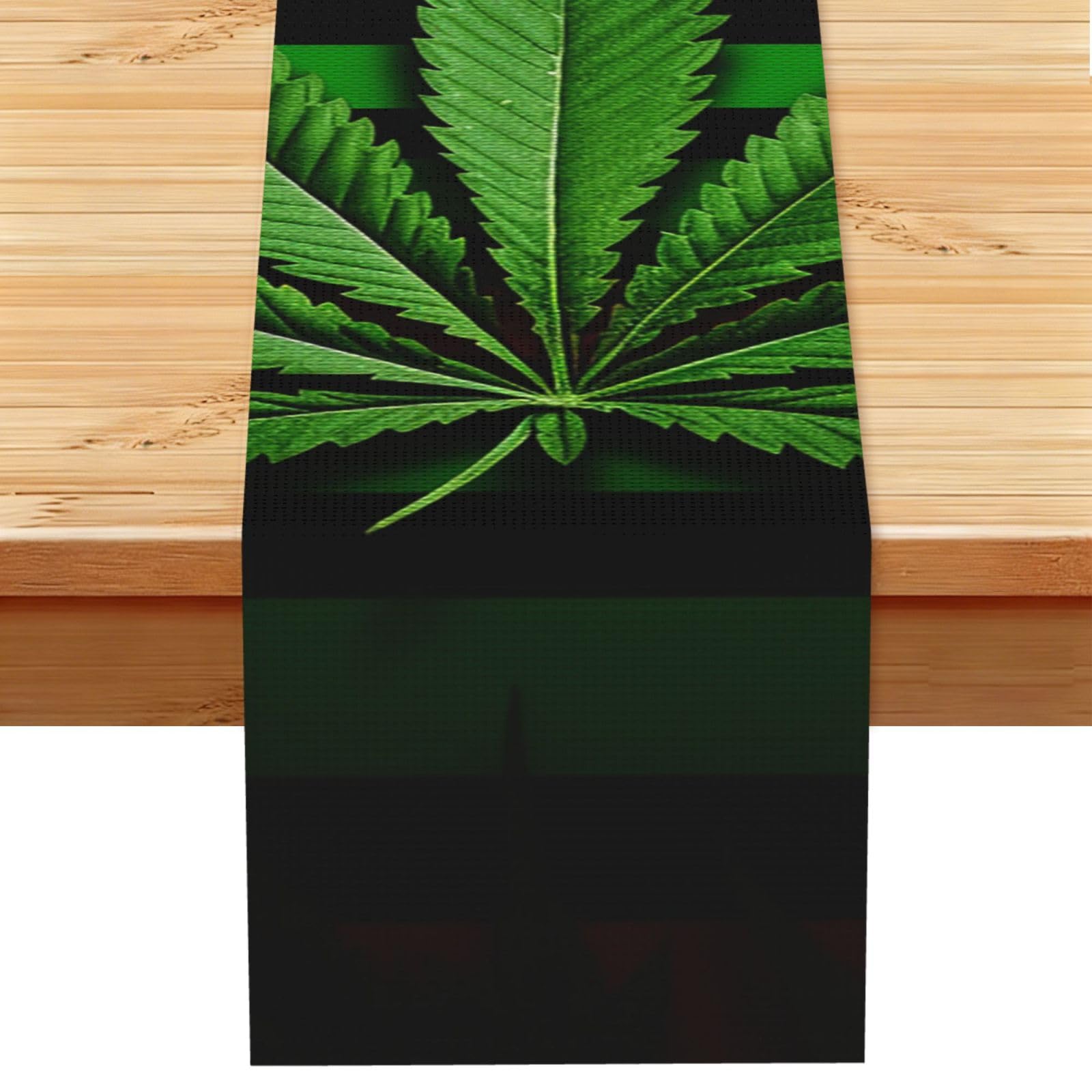 Weed Striped Table Runner 13 x 72 Inches Long, Cotton Linen Table Runners for Kitchen Dining Table Decoration - Washable Tablecloth Modern Tablerunner for Home Party Decor
