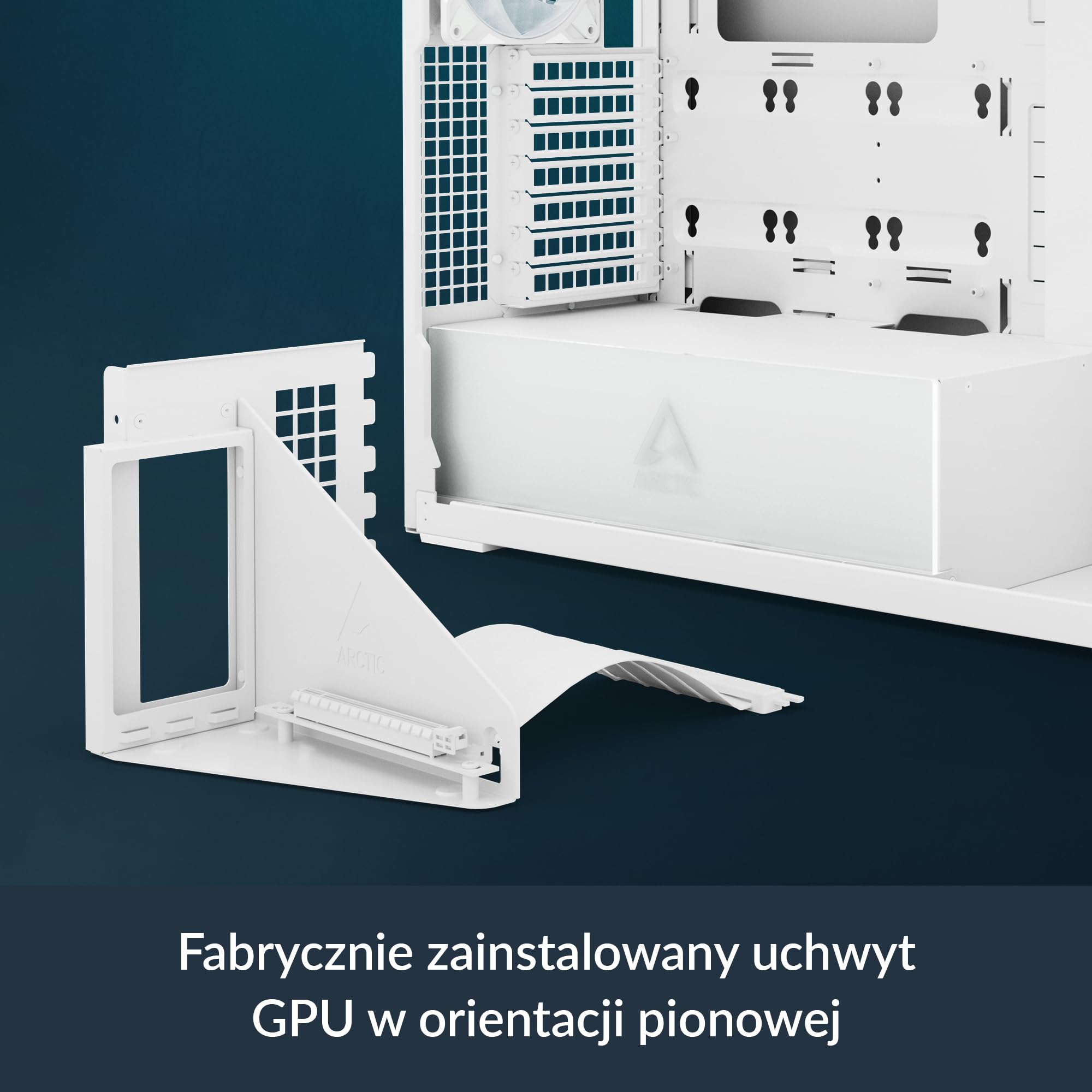 ARCTIC Xtender VG Bianco Case PC Torre Midi Con Vetro Panoramico - Supporto GPU Verticale, 5 Ventole A-RGB, Radiatore Fino A 420 Mm, E-ATX