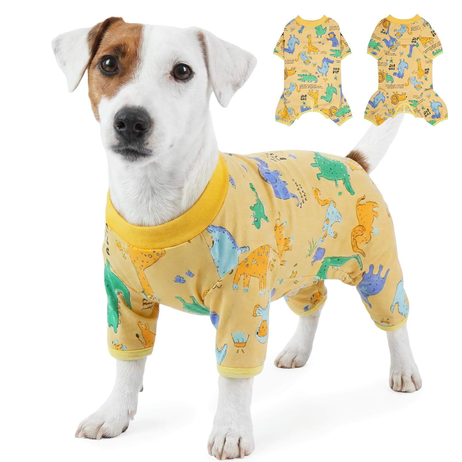 Dog Recovery Suit for Small Dogs After Surgery, Soft Cotton Dog Surgery Onesie Anti Licking Protection, Alternative to Cone for Male & Female Dogs, Honey Yellow M
