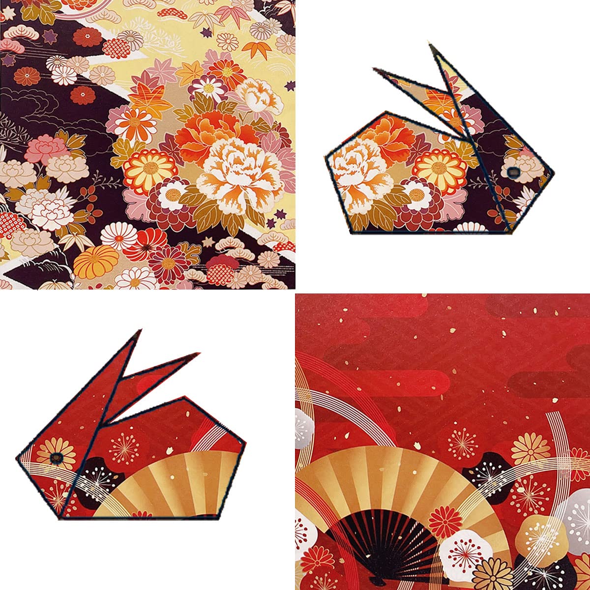 Papel para papiroflexia 50 hojas 15 x 15cm Papel japonés Cuadrado Papel Origami Doble Cara Paper Plegable con 10 Diferentes Diseños únicos para proyectos de arte y manualidades