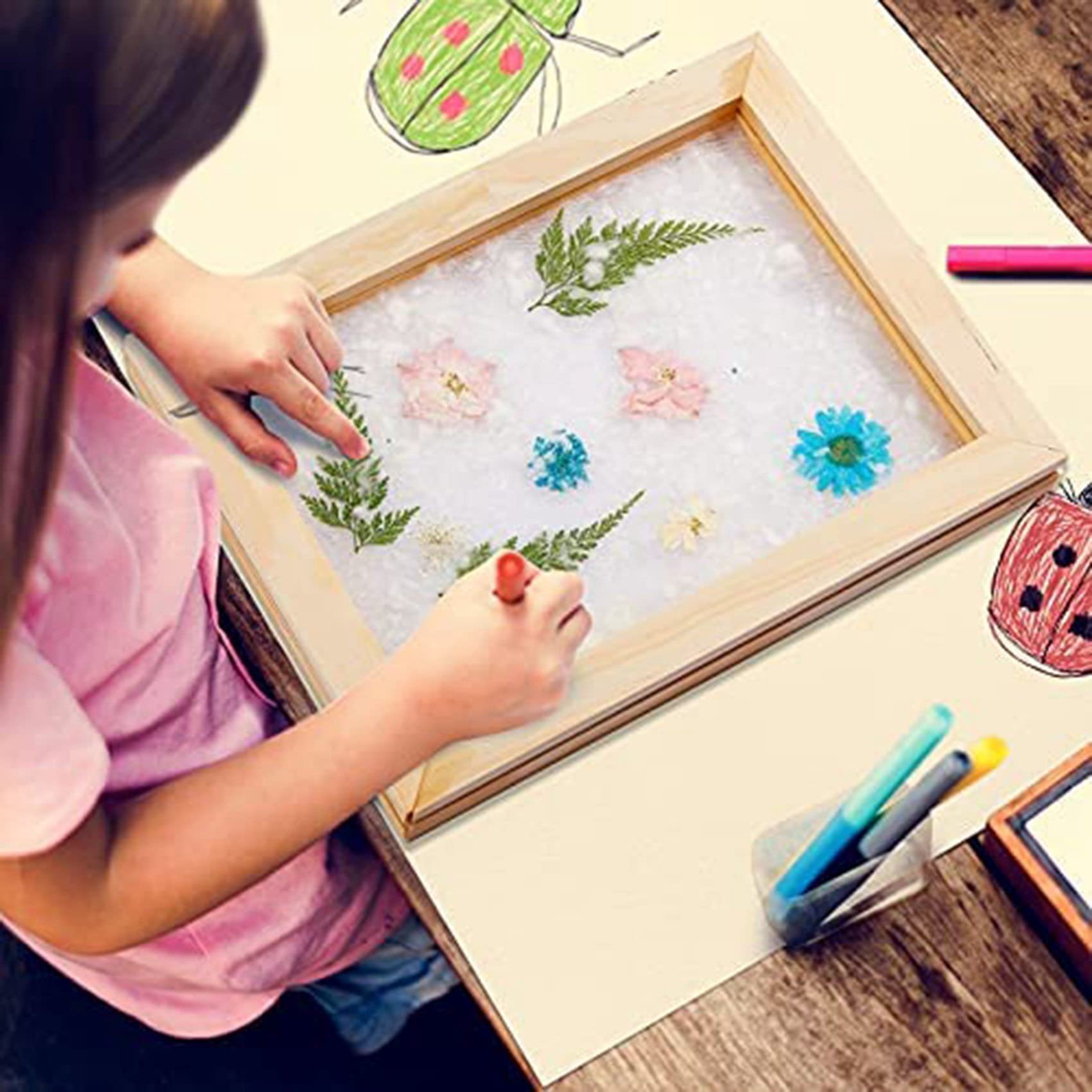 Kit de Pantalla para Hacer Moldes de Papel de Madera de 3 Piezas Marcos de 3 TamañOs para Manualidades de Papel DIY 12,7X17,8 Cm 19,8X24,8 Cm 24,8X33,0 Cm