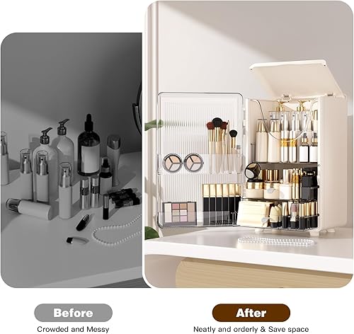 Miniatura 3 de Organizador de maquillaje para tocador, vitrina organizadora de perfumes, almacenamiento de cajones de plástico grande, organizador de brochas