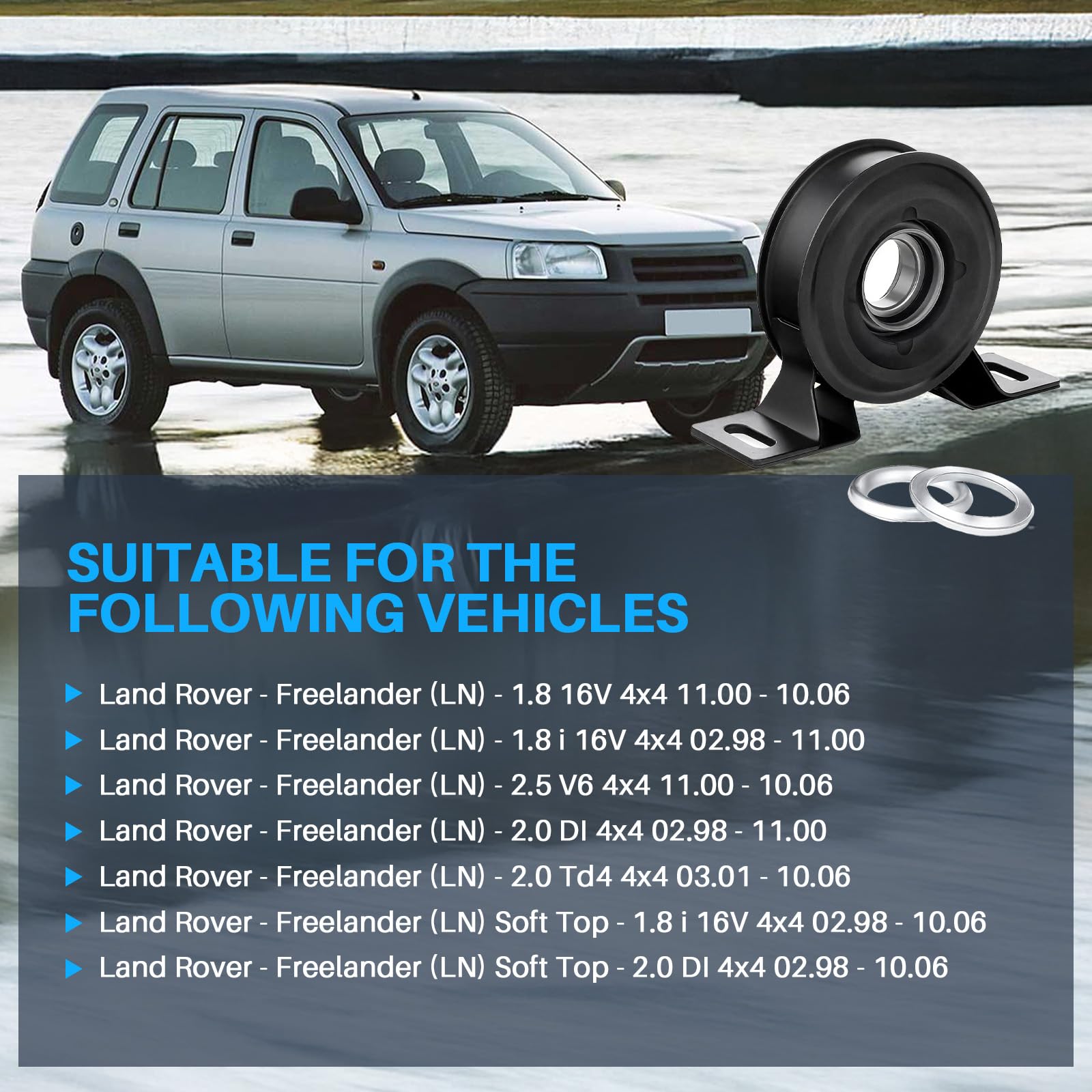 Roulements centraux d'arbre de transmission arrière, compatibles avec Freelander I Off-Road (L314) 1998-2006 Remplacement pour TOQ000040 TOQ000010