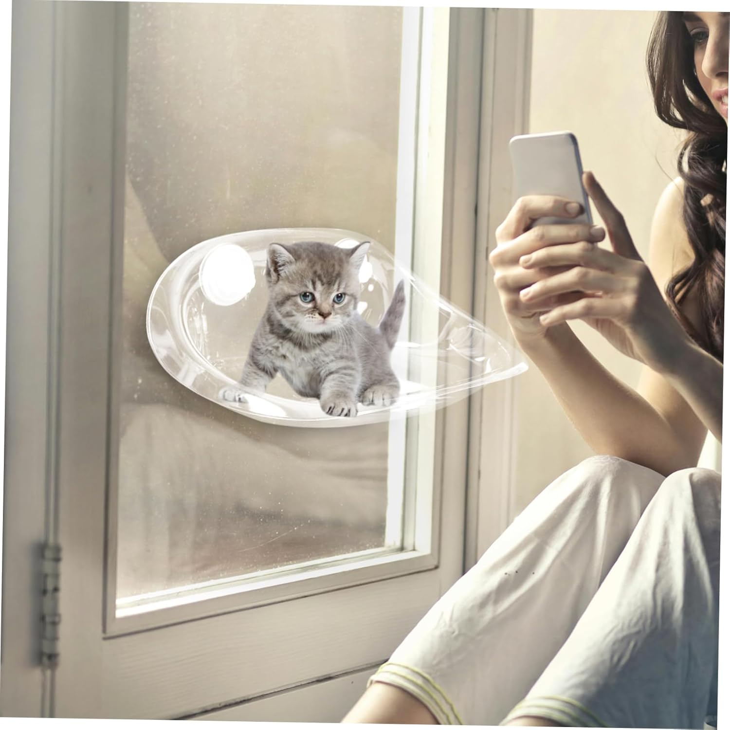 Photo 1 of 2 Cup Cat Hammock Transparent Indoor Bed for Cats Window Hanging Design Strong Cups for Room 