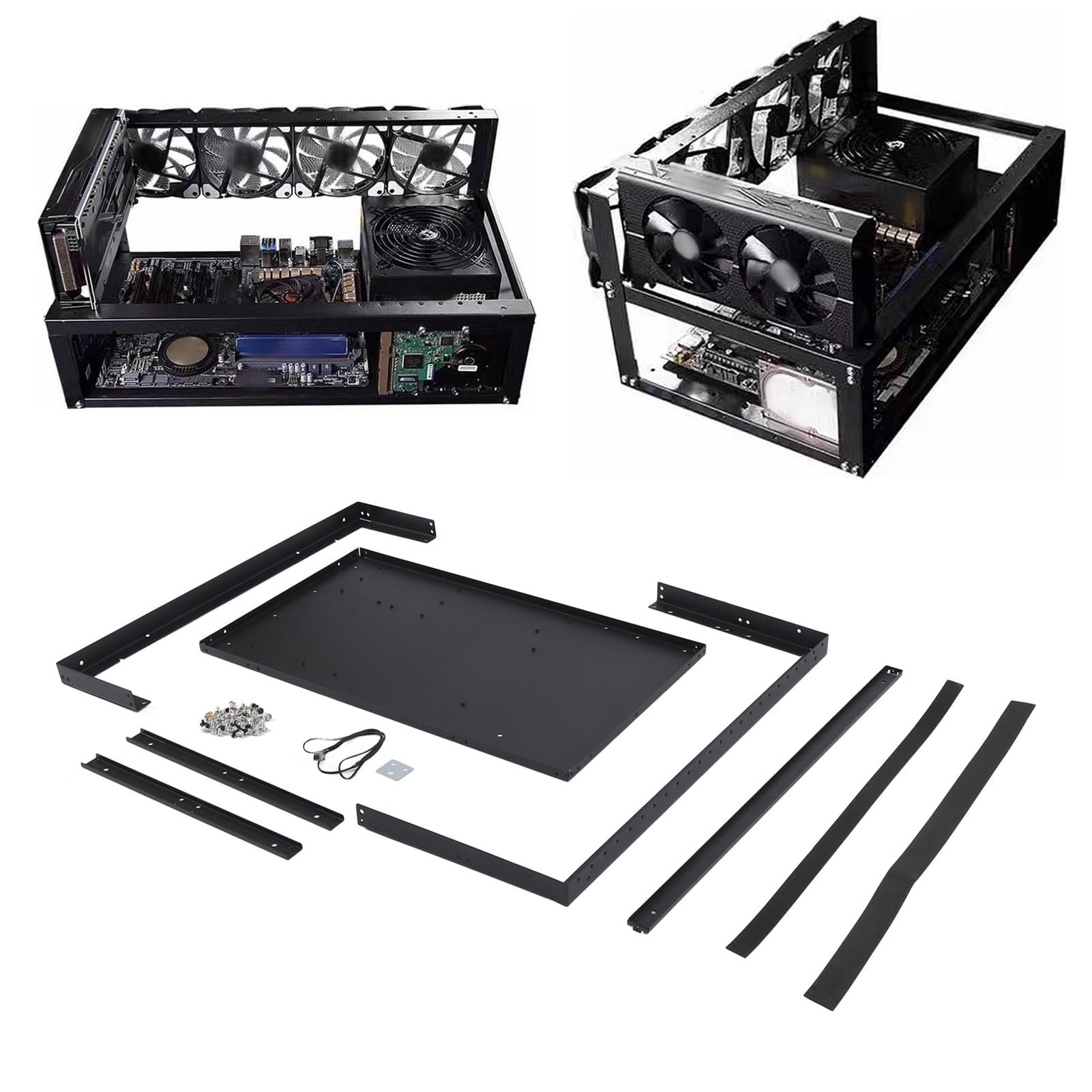Luocute DIY Otwarta Ramka PC, Obsługa Karty Graficznej od 6 do 8 GPU DIY Podwozie Komputerowe dla Płyty Głównej ATX MATX, Komputer Obsługuje płytę główną ITX Doskonałe Chłodzenie