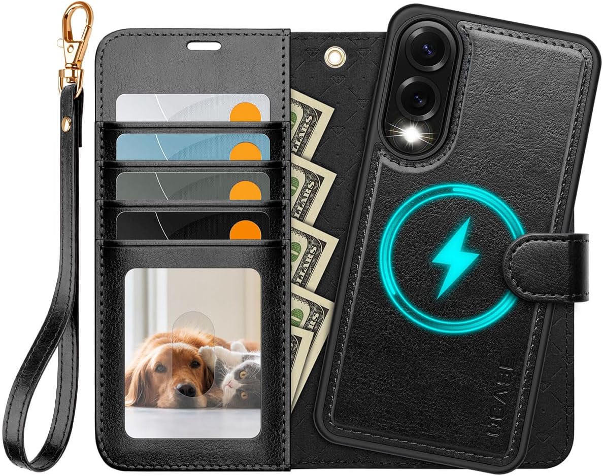 coque Samsung s25 Edge – OCASE Coque Amovible pour Samsung Galaxy S25 Edge, Étui Portefeuille 2 en 1 en Cuir PU, Béquille de Blocage RFID, Fentes pour Cartes, Étui Folio Magnétique en TPU Antichoc pour Galaxy S25 Edge – Noir