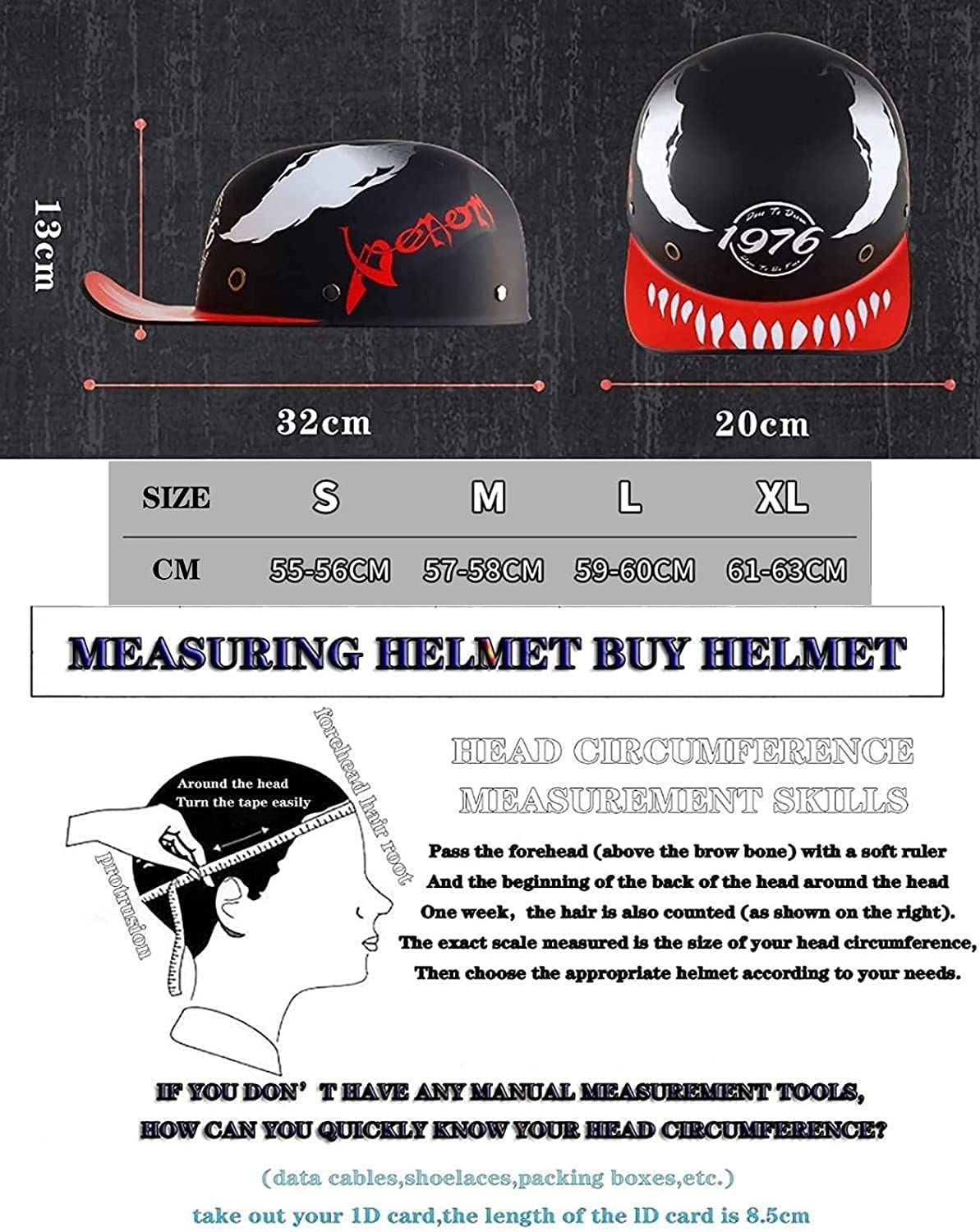 Niemiecki retro kask motocyklowy dla mężczyzn i kobiet, certyfikat ECE kask motocyklowy otwarty otwarty kask typu jet do skutera motoroweru motoroweru skuter motorower E, L = 59-60 cm