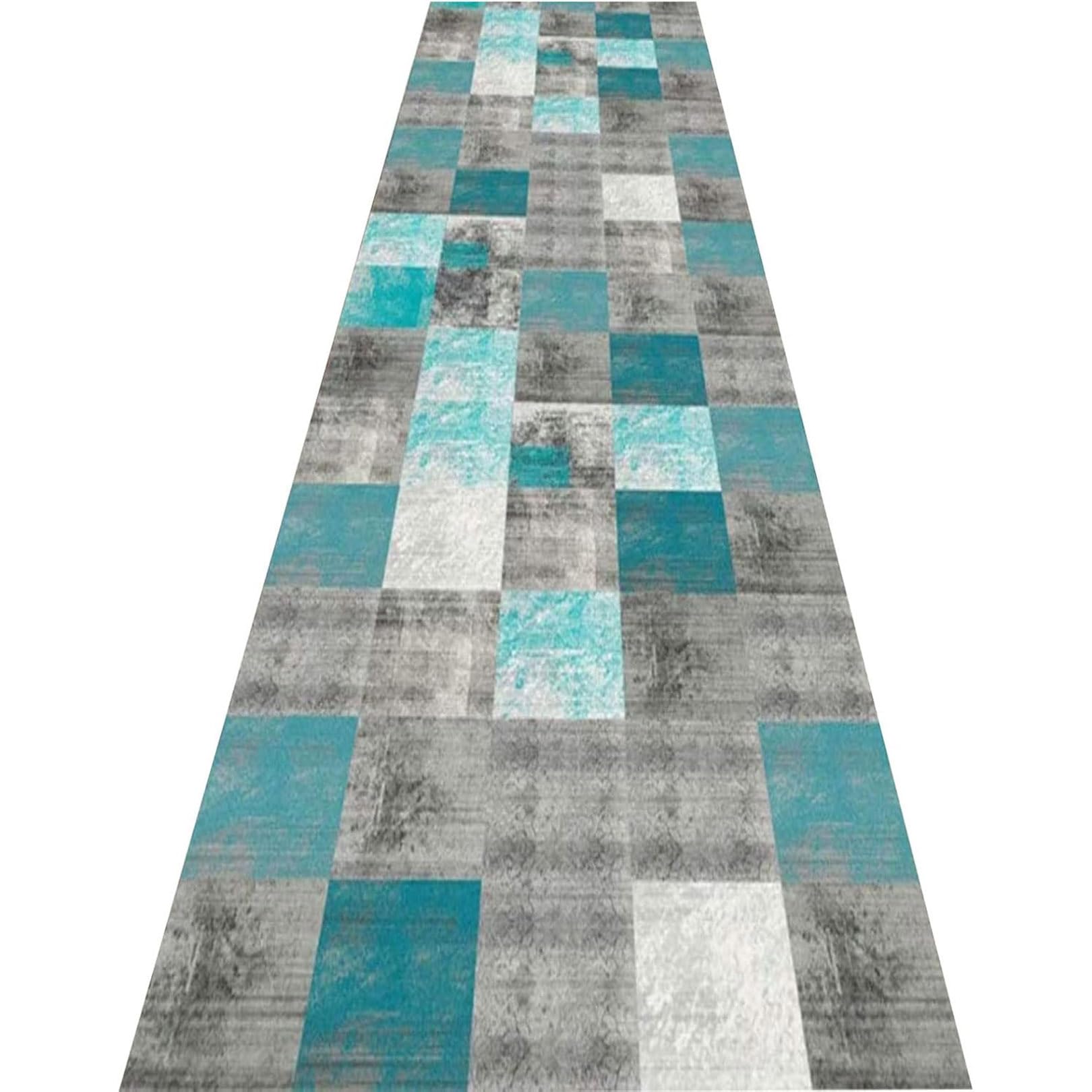 Alfombra pasillo antideslizante lavable azul de 60x300cm para no resbalar