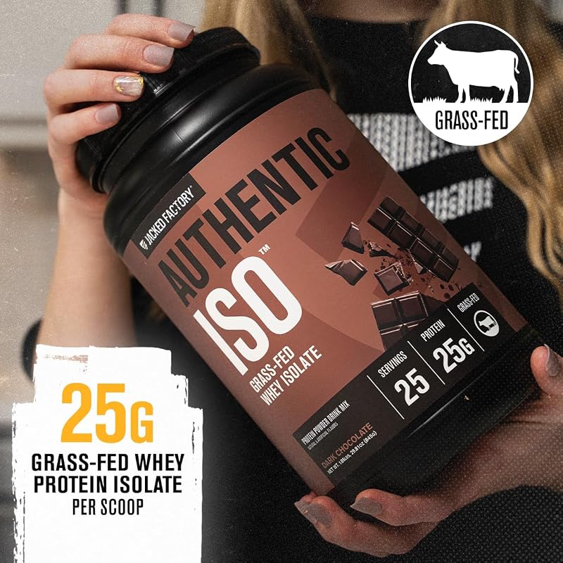 Jacked Factory Authentic ISO Whey Protein Isolate Powder - Low Carb, Non-GMO Muscle Building Protein w/No Fillers, Post Workout Recovery, Dark Chocolate - 25 Servings image 2
