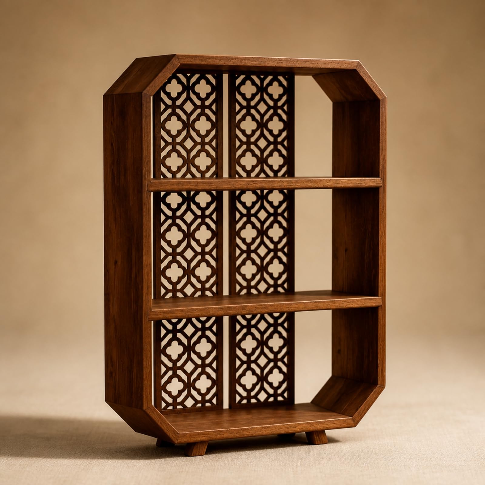 Baoblaze Étagère à Thé en Bois Carbonisé Polyvalent Présentoir Octogonal à Étagères Stable Meuble Miniature en Bois Quatre Pieds pr lon, 35x10x47cm