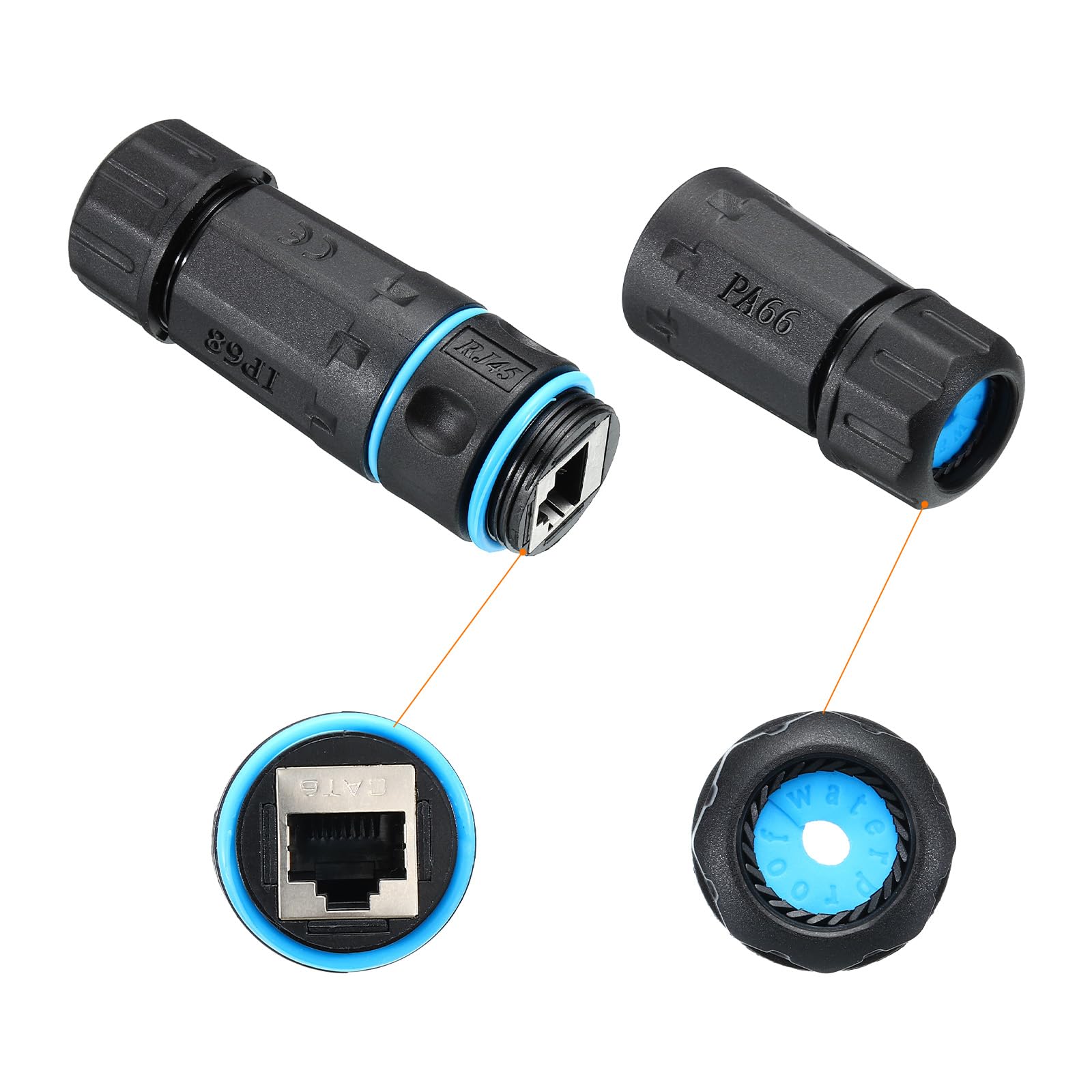 MECCANIXITY Lot de 5 coupleurs RJ45 étanches à double tête blindée femelle vers femelle IP68 Ethernet LAN pour Cat6/Cat5e/Cat5