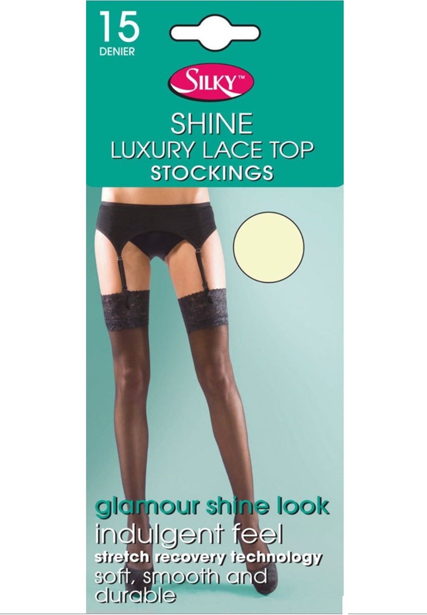 Silky Ladies Shine Lace Top Stockings 15 Denier ED013 Cream One Size