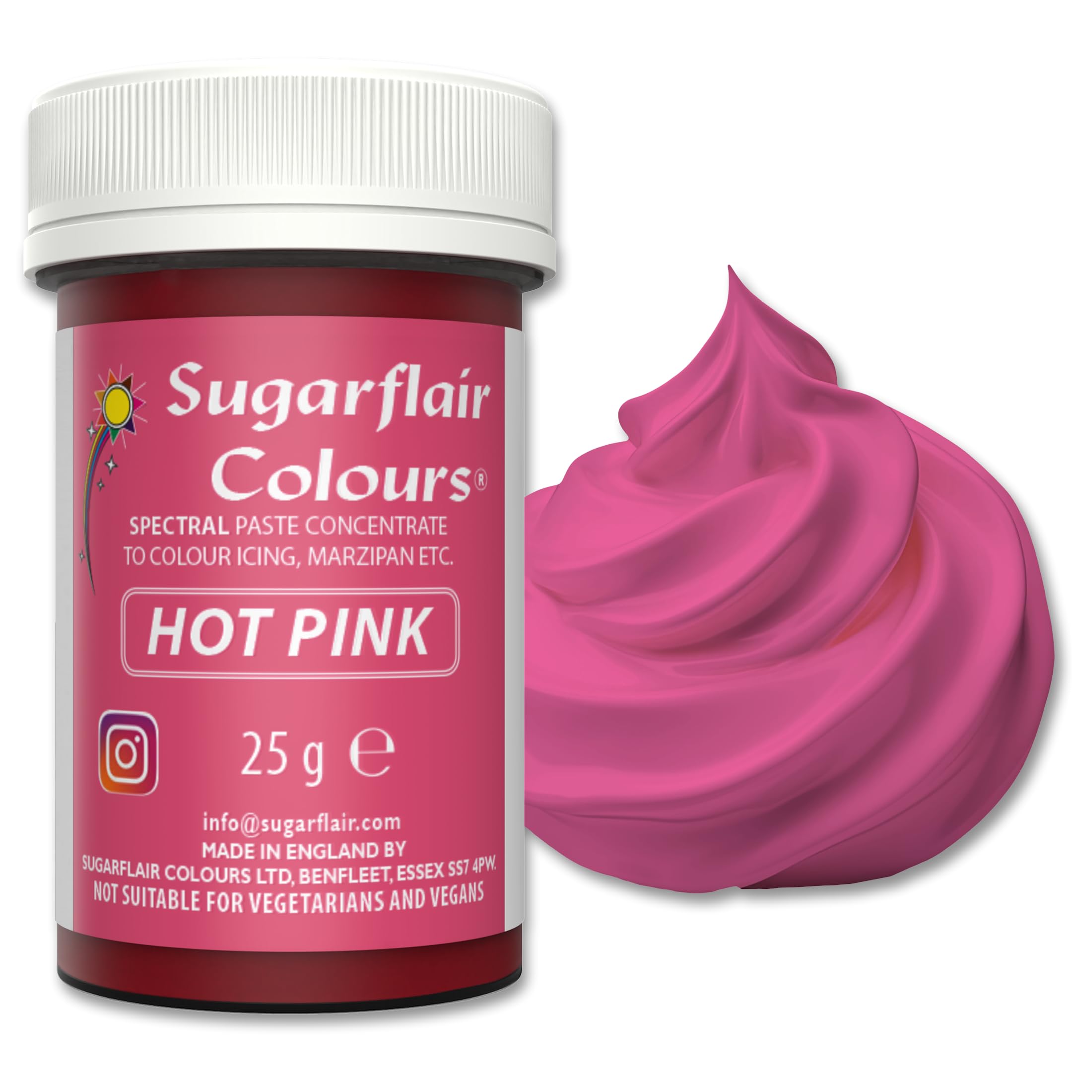Sugarflair Food Colouring Paste Hot Pink, Concentrated Spectral Food Colouring for Buttercream, Sugar Paste, Royal Icing, Cake Mixes, Macarons and More! - 25g
