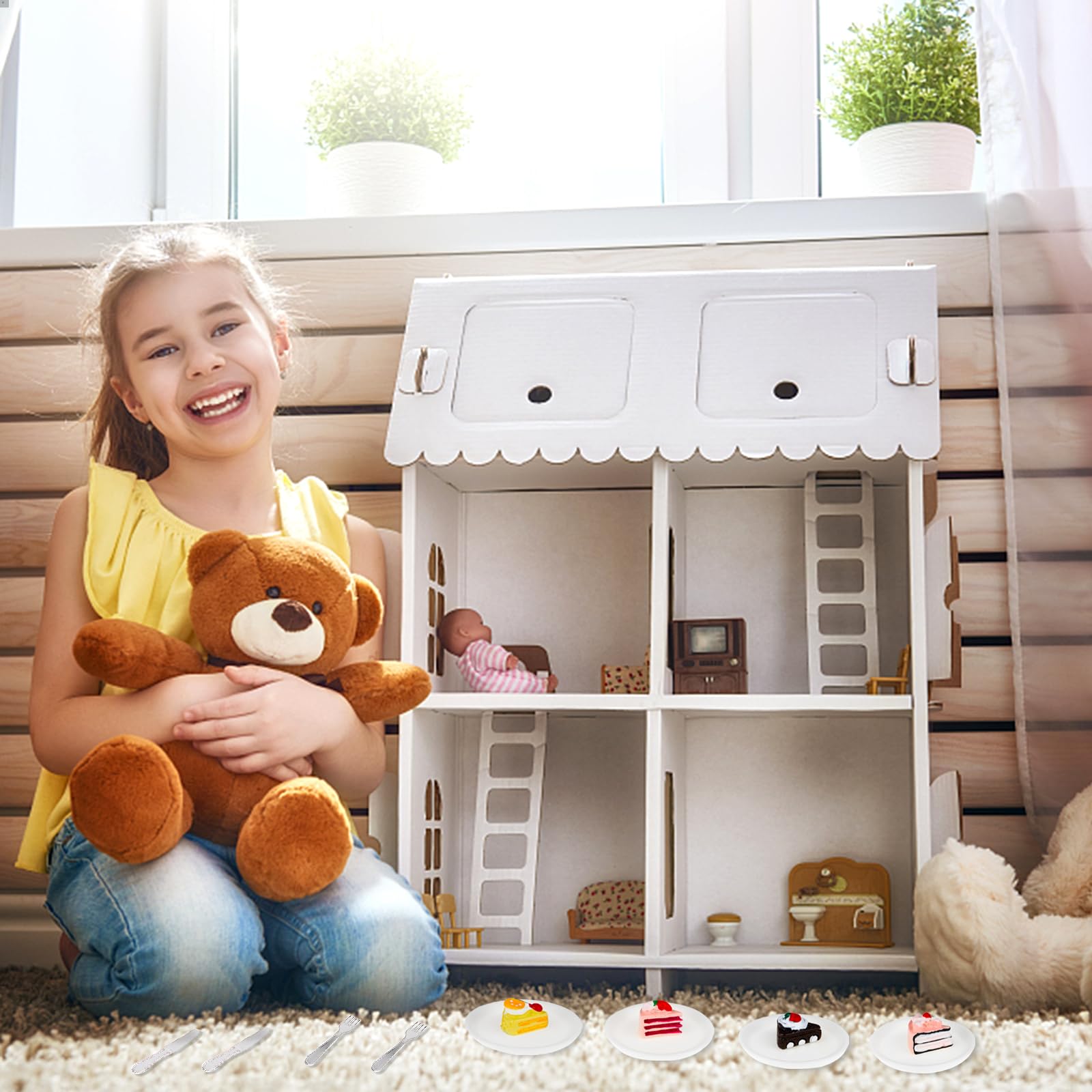 Kit Di Mobili Per Casa Delle Bambole In Scala 1 12, 1 Set 1/12 In Miniatura Simulazione Alimentare, Decorazione Compatta Per Casa Delle Bambole In Miniatura, Mattarello In Miniatura - Foto 6