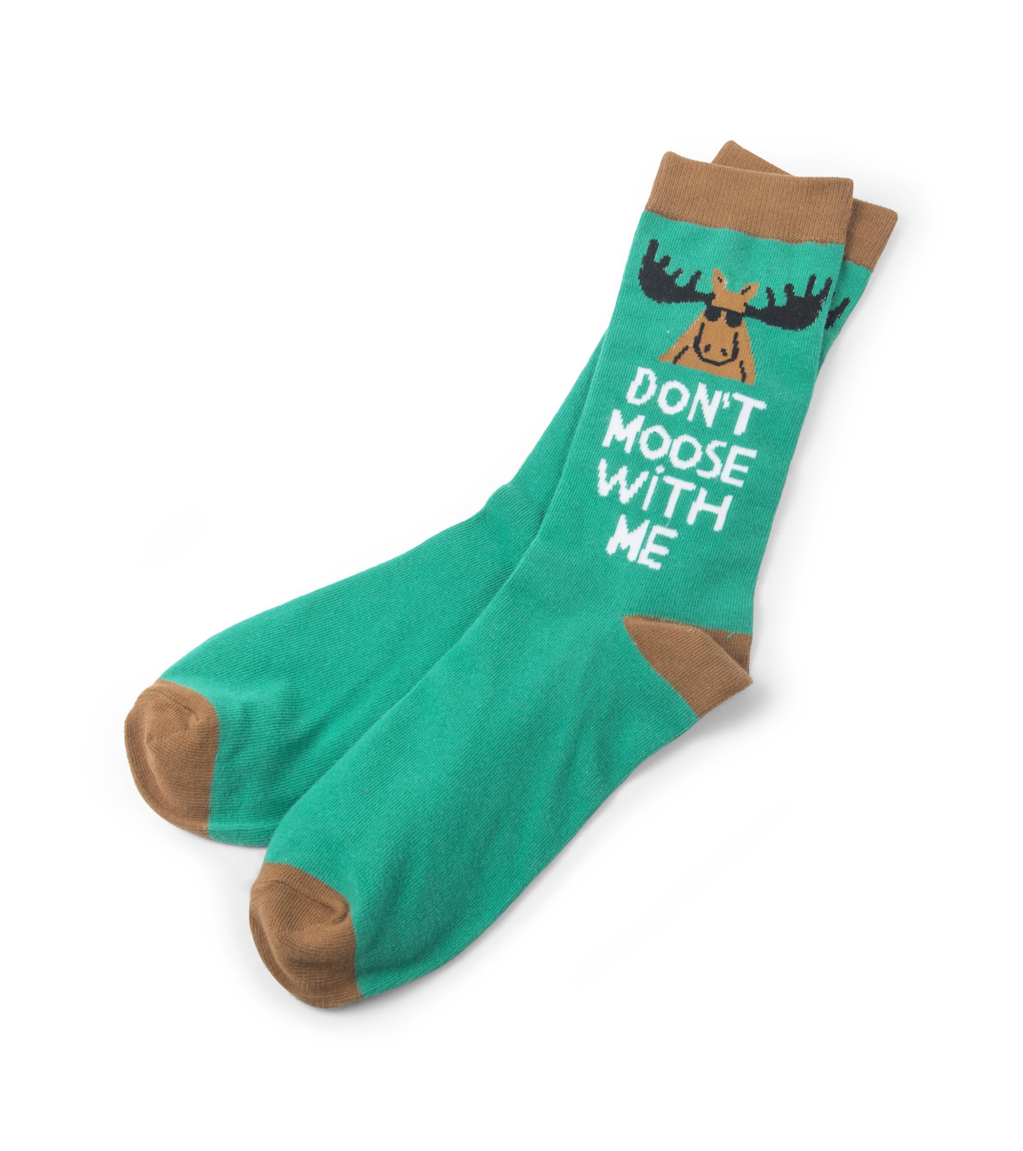 Little Blue House Men's Printed Crew Socks, Don't Moose with Me, One Size