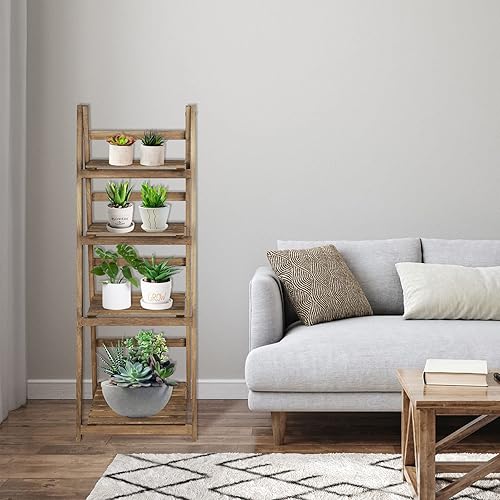 Miniatura 5 de Acehome Estantería de escalera de 4 niveles estantería de 45 pulgadas estante de escalera industrial estante organizador de almacenamiento