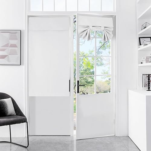 Miniatura 7 de Cortinas pequeñas para puerta francesa con tacto sedoso, aislamiento térmico, reducción de ruido, cortinas opacas para puerta de vidrio y oficina