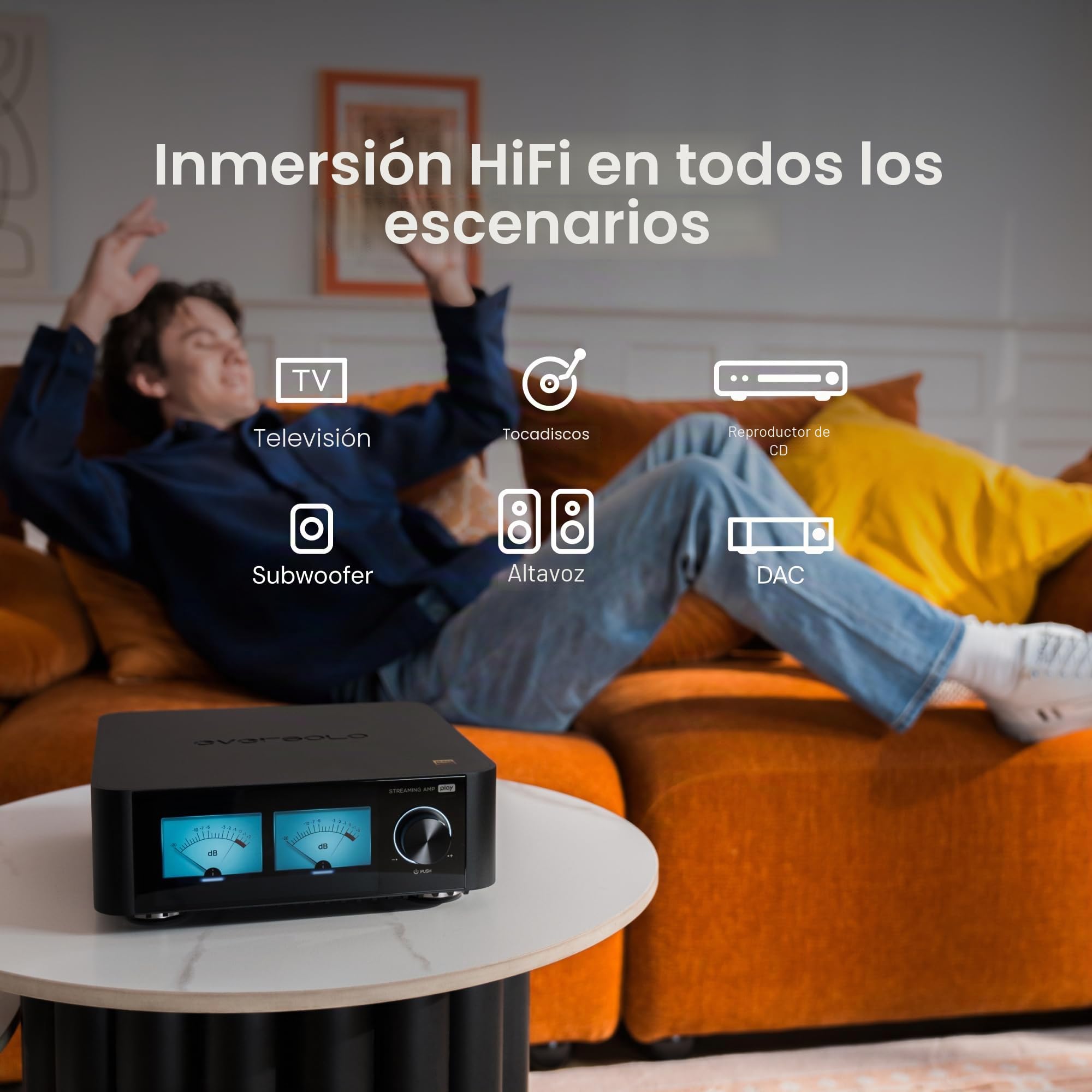 EVERSOLO Reproduce Streaming de música Todo en uno con Amplificador, Pantalla táctil de 5.5 Pulgadas, Compatible con corrección de habitación y habitación, transmisión de Marea, Qobuz, Amazon Music y