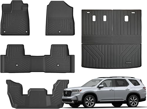 Yumemoo Alfombrillas para todo tipo de clima para Honda Pilot 2023 2024, forros de goma TPE de ajuste personalizado para Honda Pilot 2024 2023,