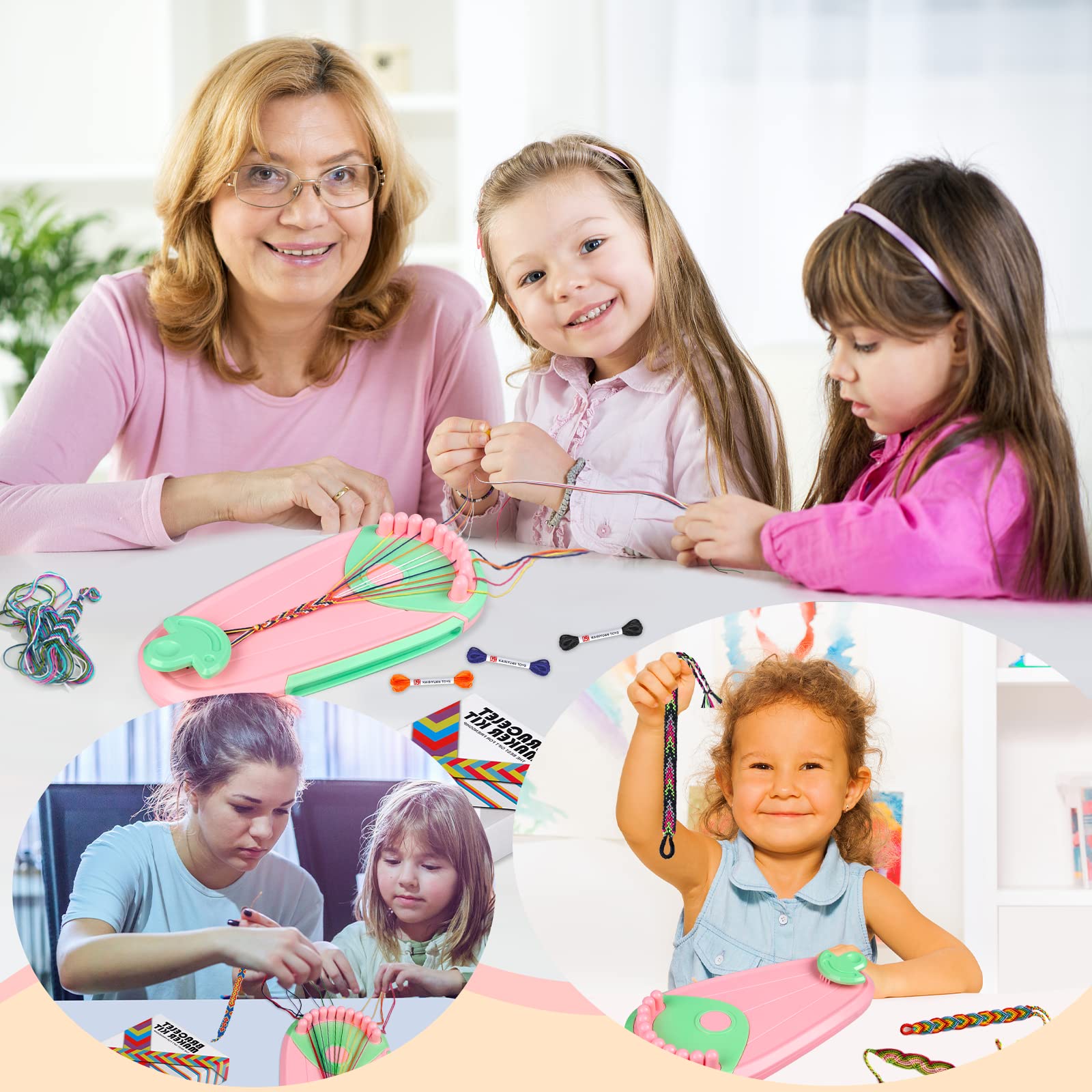 Kit per Braccialetti Ragazza, Braccialetti Amicizia Bambini 5-12 Anni, Kit Artigianali Bracciali Intrecciati Tessuto Braccialetto Fai da Te, Idee Regalo Bambina 6 7 8 9 10 11 12 Anni Compleanno