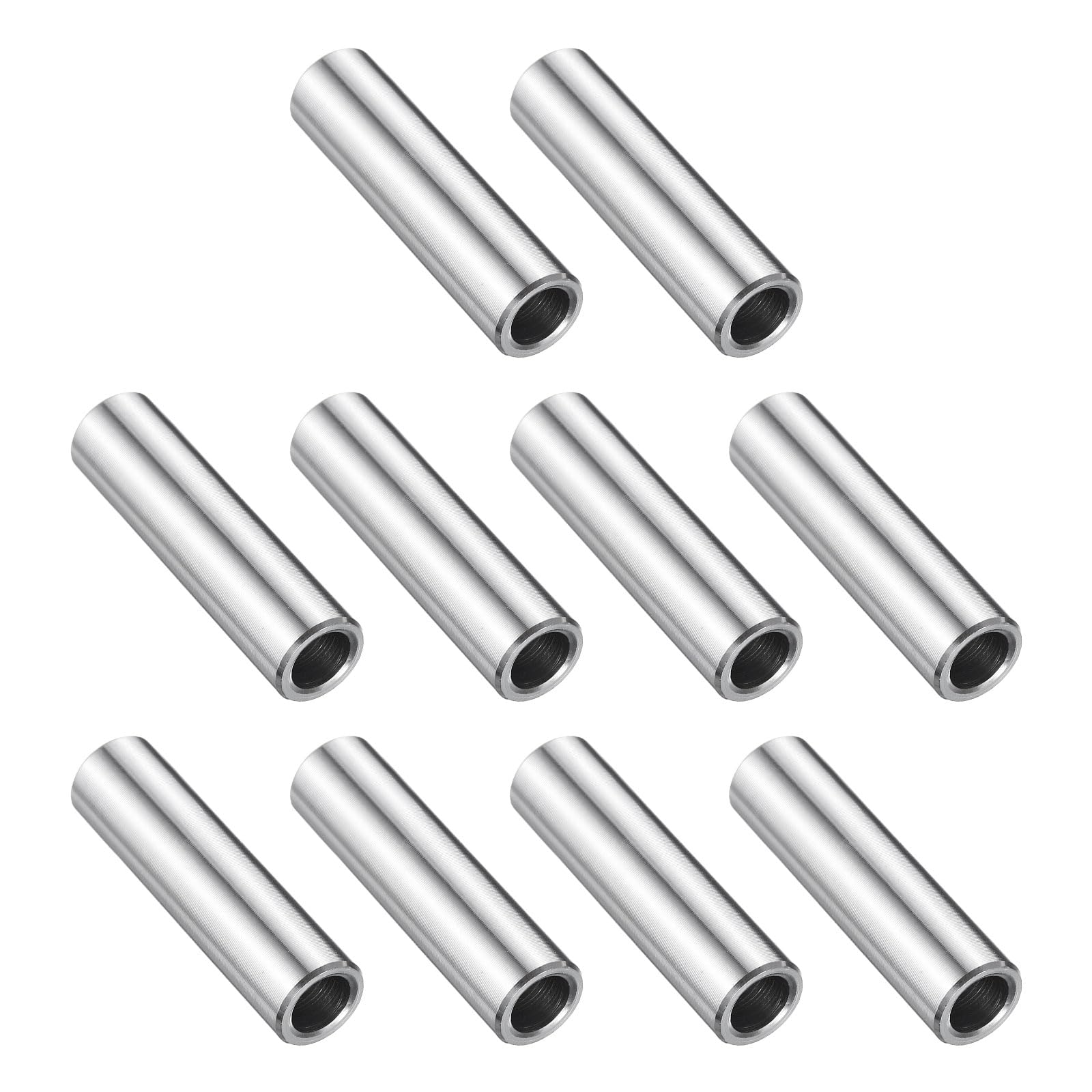 uxcell 10 Pcs Stainless Steel Spacer 1/4" Bore x 3/8" OD x 1-5/16" Length Screw Bushing Plain Finish Round Metal Spacer for 1/4" Screws Bolts and Rods