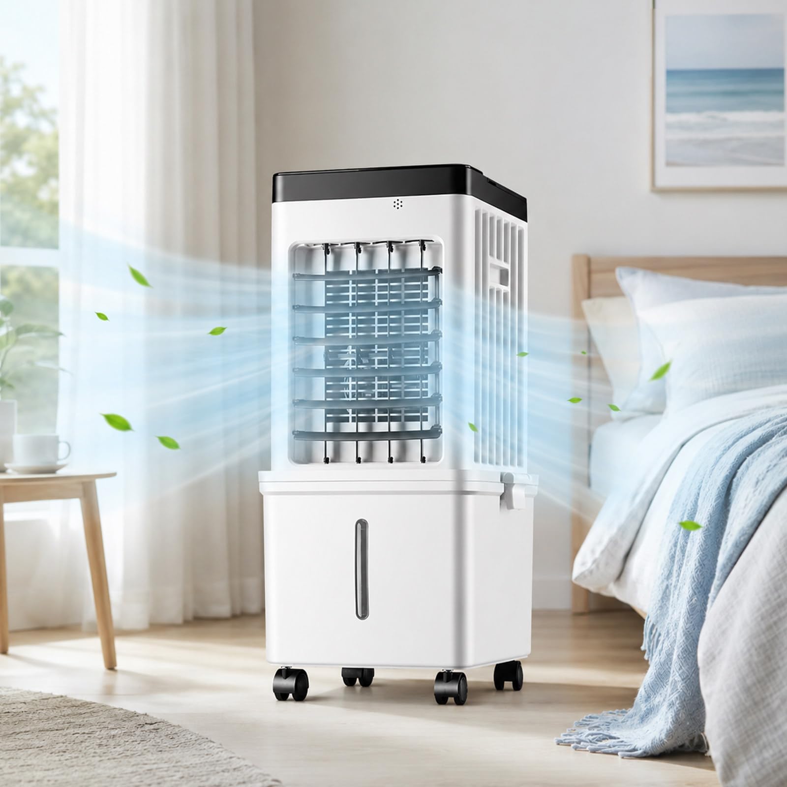Climatizador Portátil 3 En 1, Aire Acondicionado Sin Tubo con Depósito 15L, 4 Acumuladores De Frío, Mando A Distancia, Panel Táctil, Temporizador 15h, 3 Velocidades para Oficina