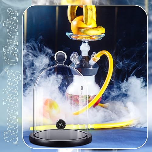 Miniatura 6 de Uiifan 4 piezas de accesorios para pistola de fumar, cúpula de cristal, infusor de fumar, cúpula para ahumar cóctel con base de madera para bebidas