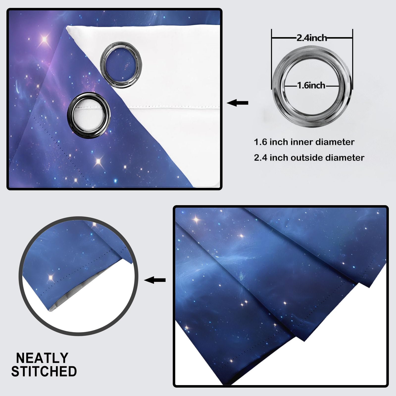 Tenda Oscurante Nebulose Nubi Con Occhielli, Tende Oscuranti Termiche Isolanti Camera Da Letto, Cielo Stellato Da Sogno Tende Soggiorno per Interni 2 Pannelli 140 x 260 cm