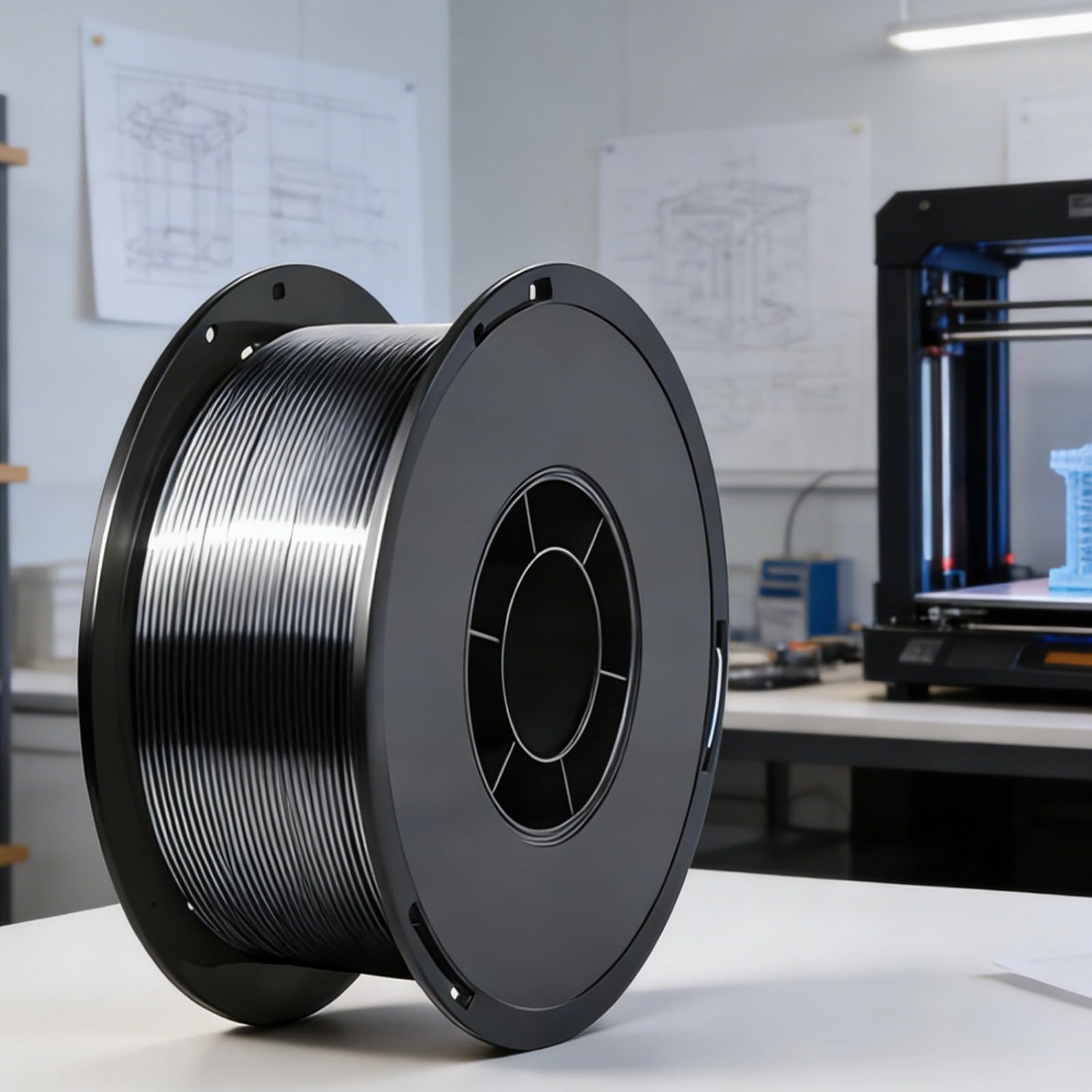 Jedwabny filament PLA 1,75 mm, czarno-szary, schludne uzwojenie, wysoka precyzja tolerancji ± 0,03 mm, niska kurczliwość, bez zatykania, opakowanie próżniowe, dokładność wymiarowa do drukarek 3D FDM