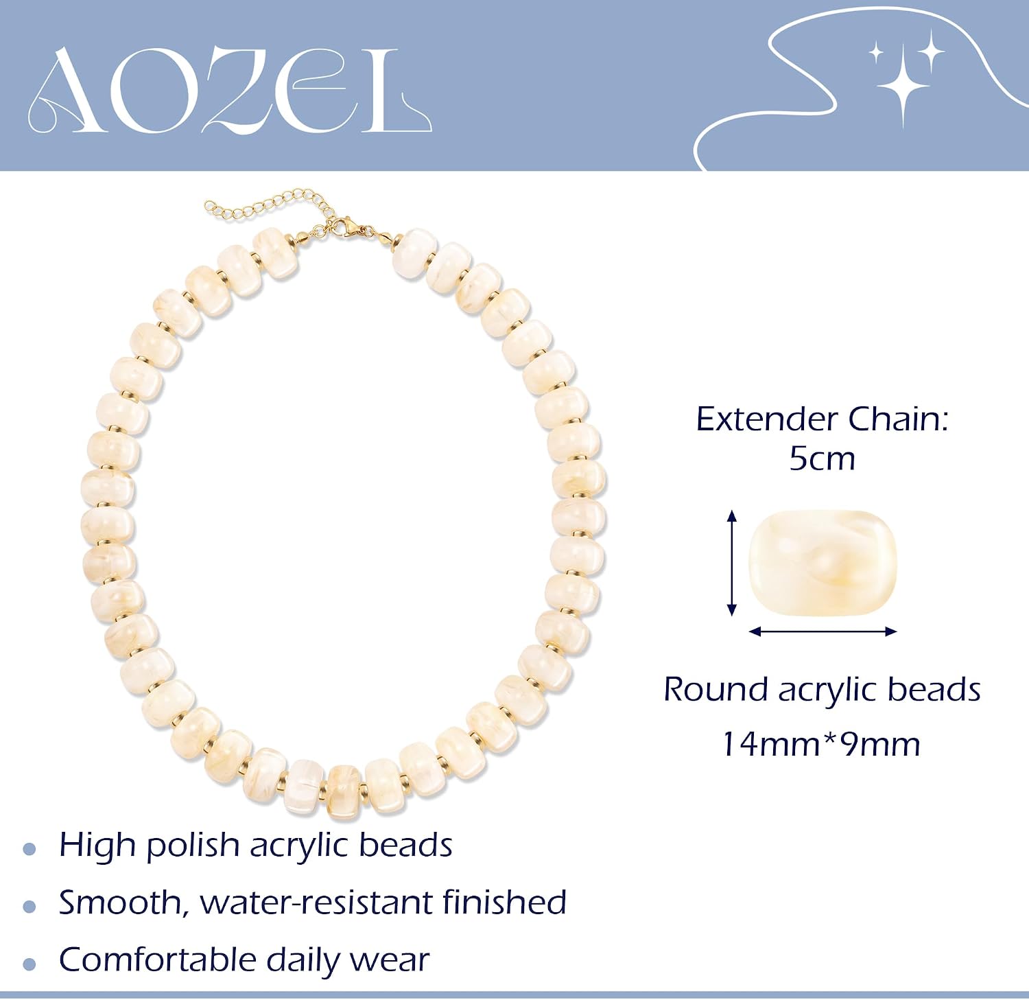 AOZEL Colorful Chunky Acrylic Beaded Necklace for Women, Handmade Statement Boho Resin Bead Choker Necklaces,Summer Jewelry Gifts Accessories for Women Trendy